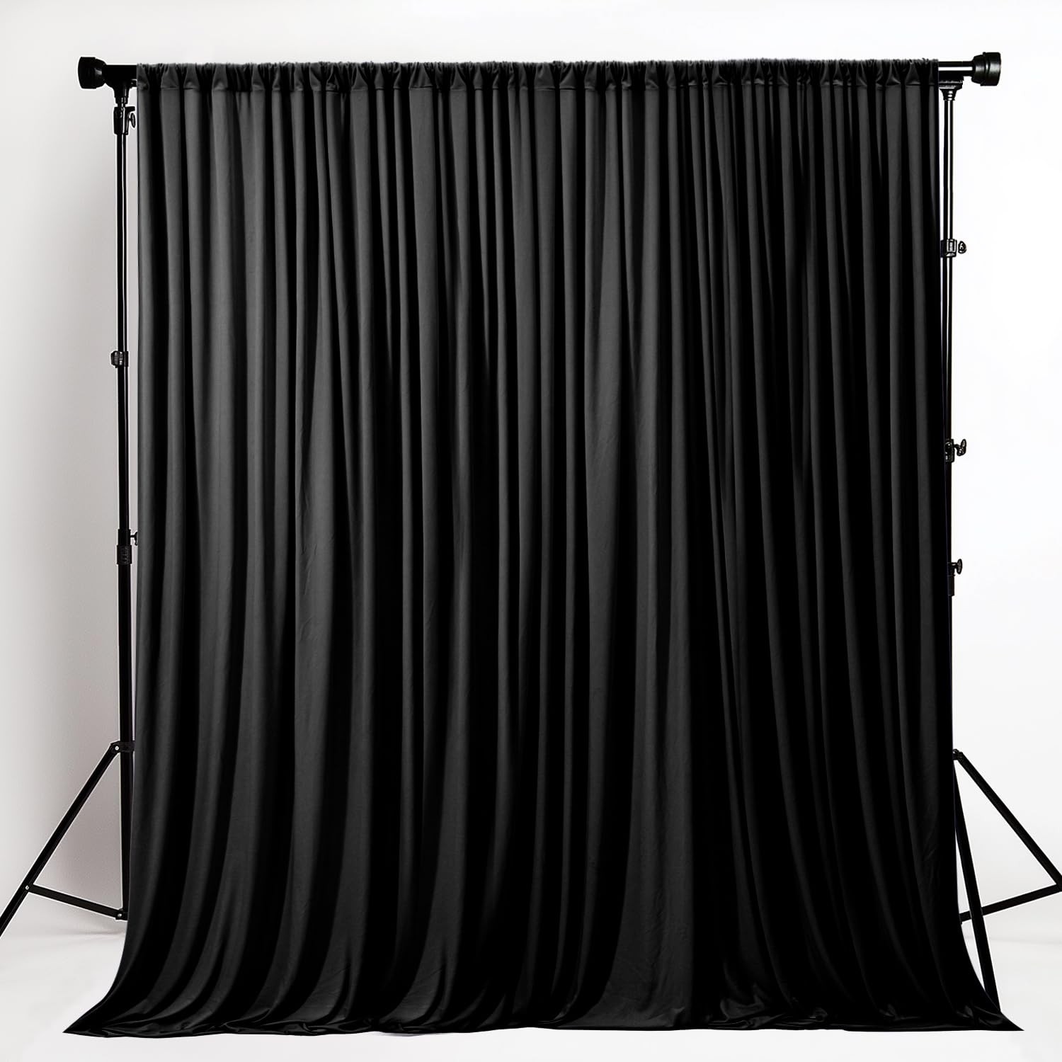 Black Wrinkle Free Photo Backdrop Curtain 5×10 Ft 2 Panels Wedding Party Drape