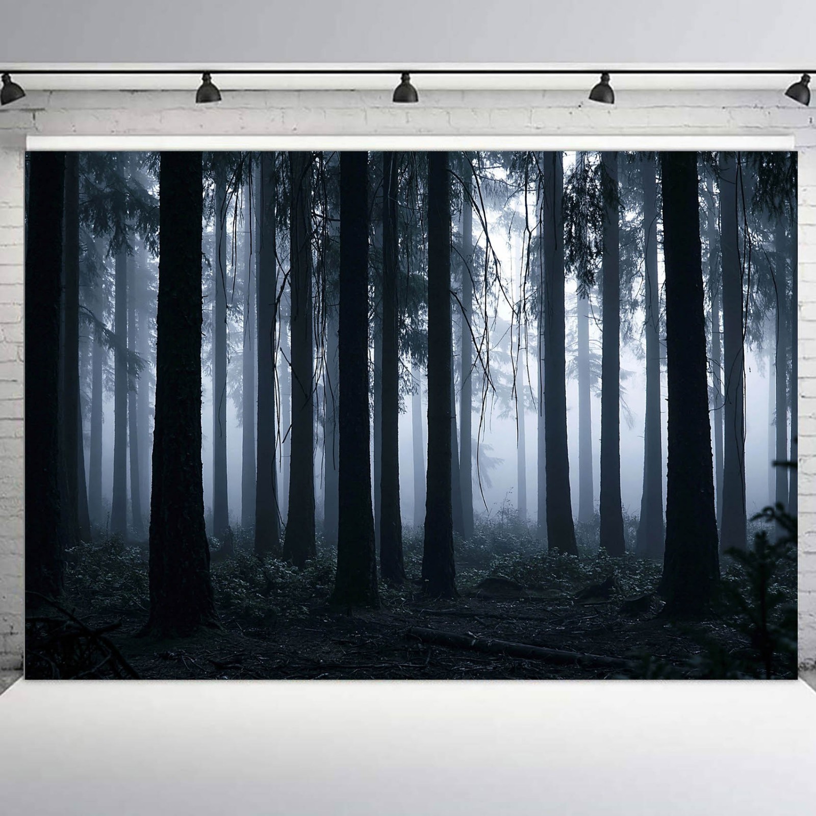 10x8ft Spooky Haunted Forest Backdrop Foggy Woodland Background for Photography