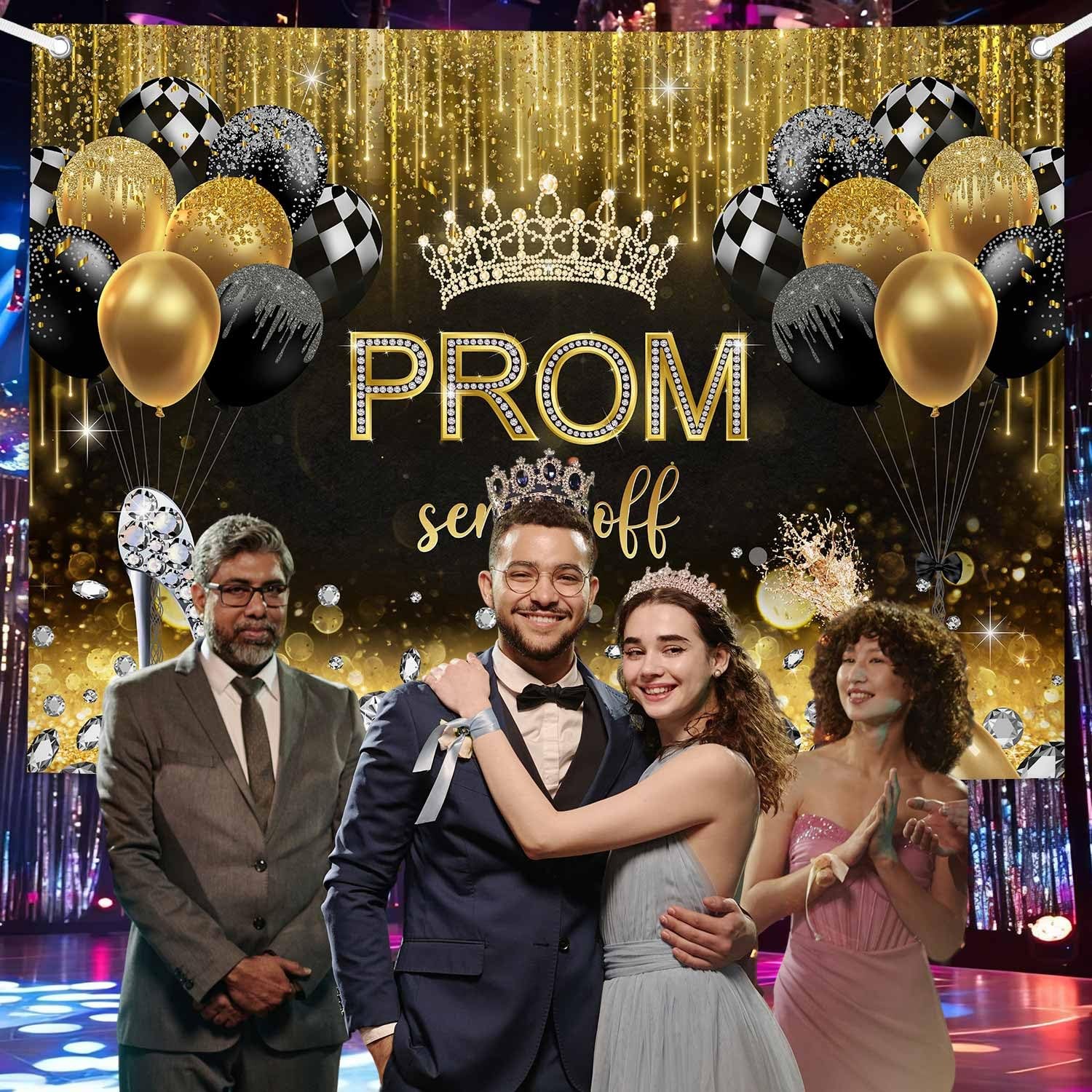 7x5ft Prom Photo Backdrop for Women, Gold 2026 Graduation Photography Background
