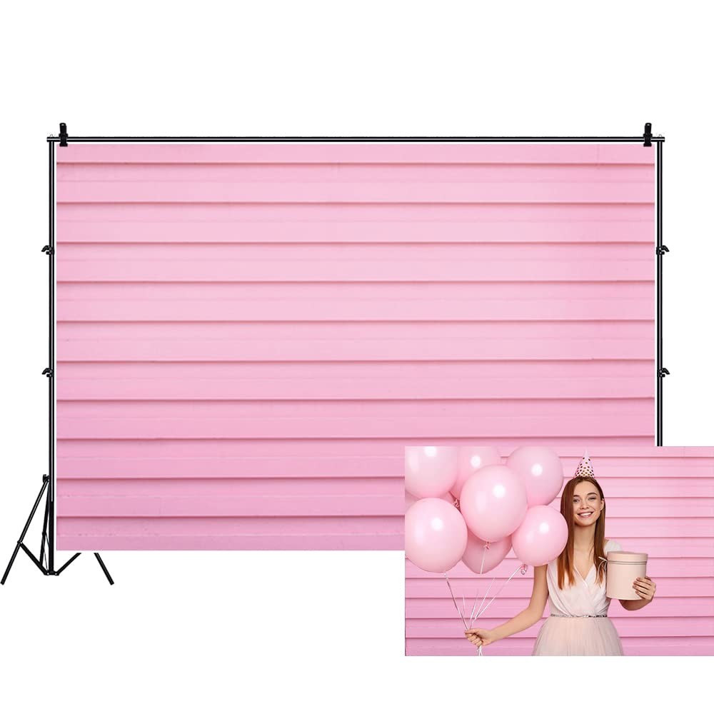 7×5 Ft Pink Wooden Photography Backdrop Polyester Striped Plank Party Prop
