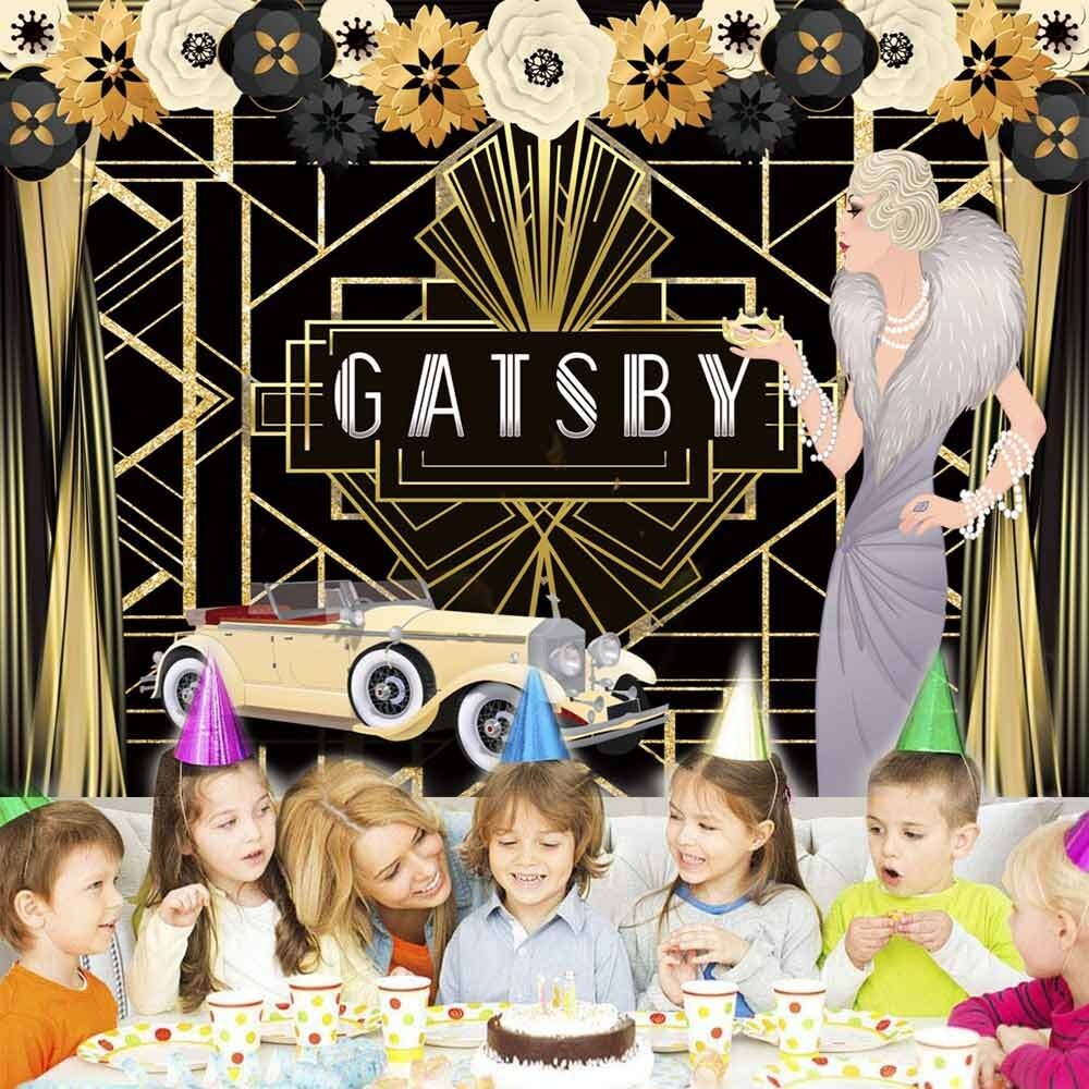 The Great Gatsby Birthday Backdrop Banner Baby Shower Party Supplies 7x5Ft
