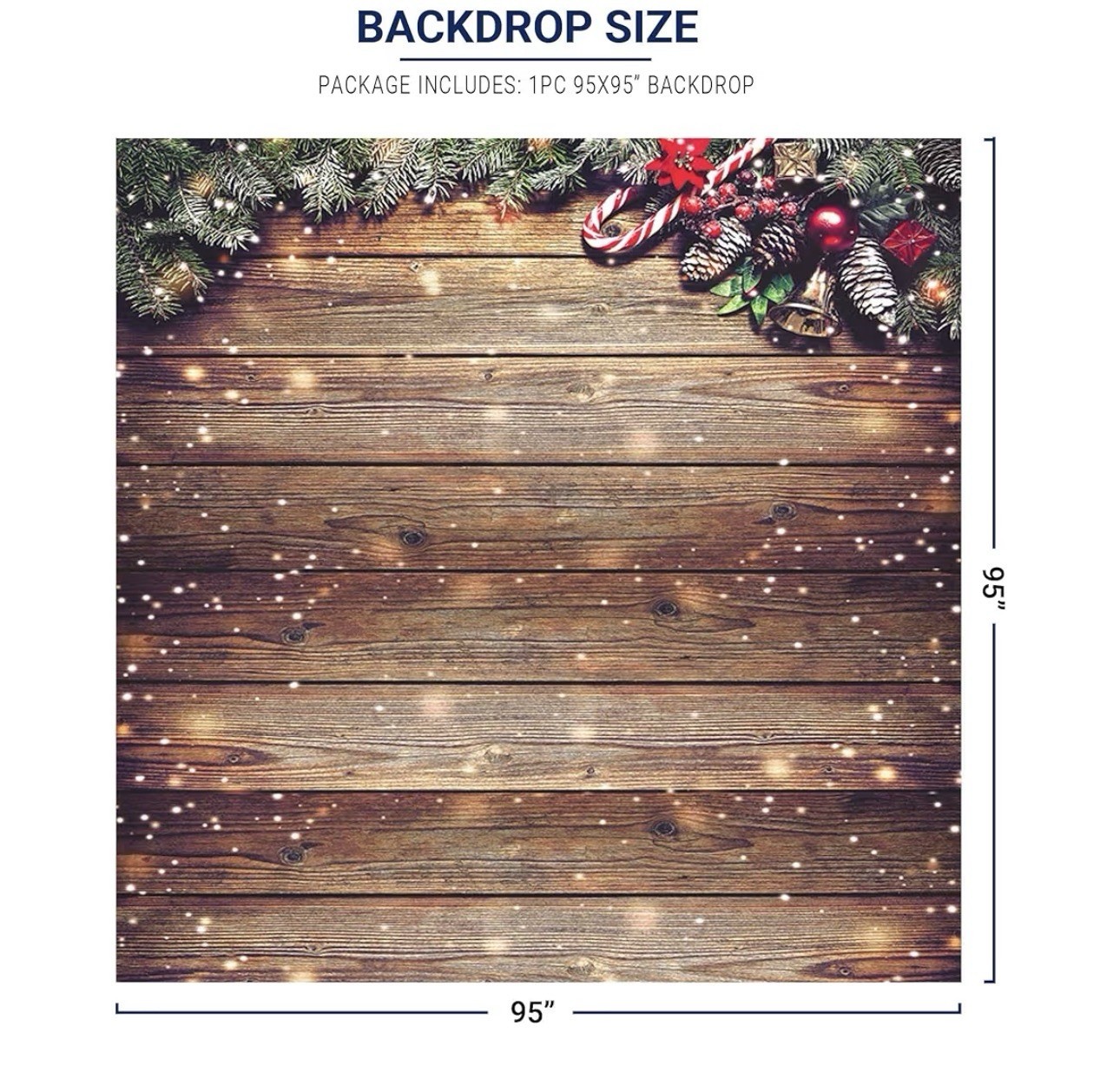 8 x 10 ft Snowflake Gold Glitter Wood Wall Holiday Photography Backdrop