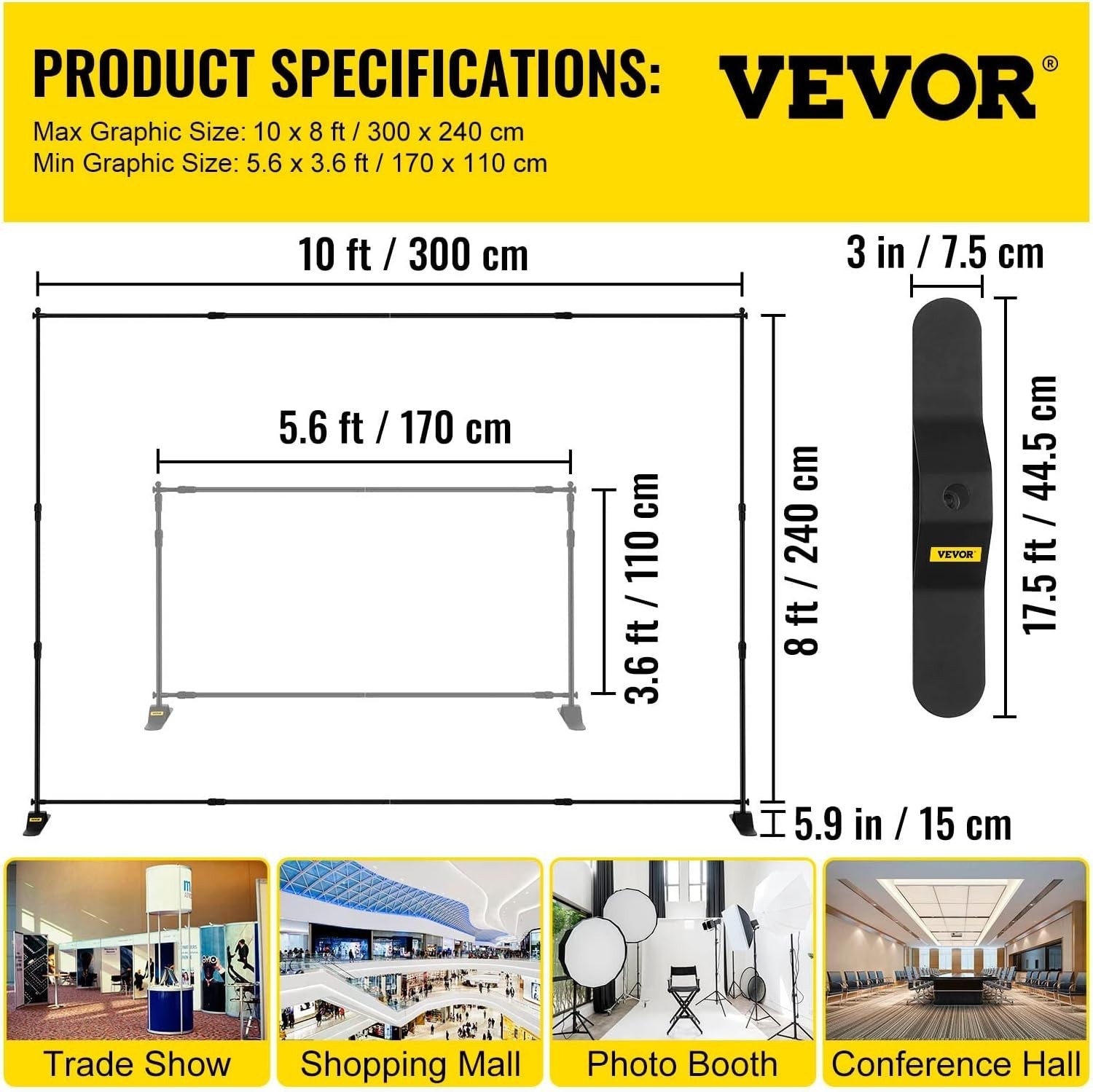 8×8 ft Heavy-Duty Adjustable Backdrop Stand with Carrying Bag