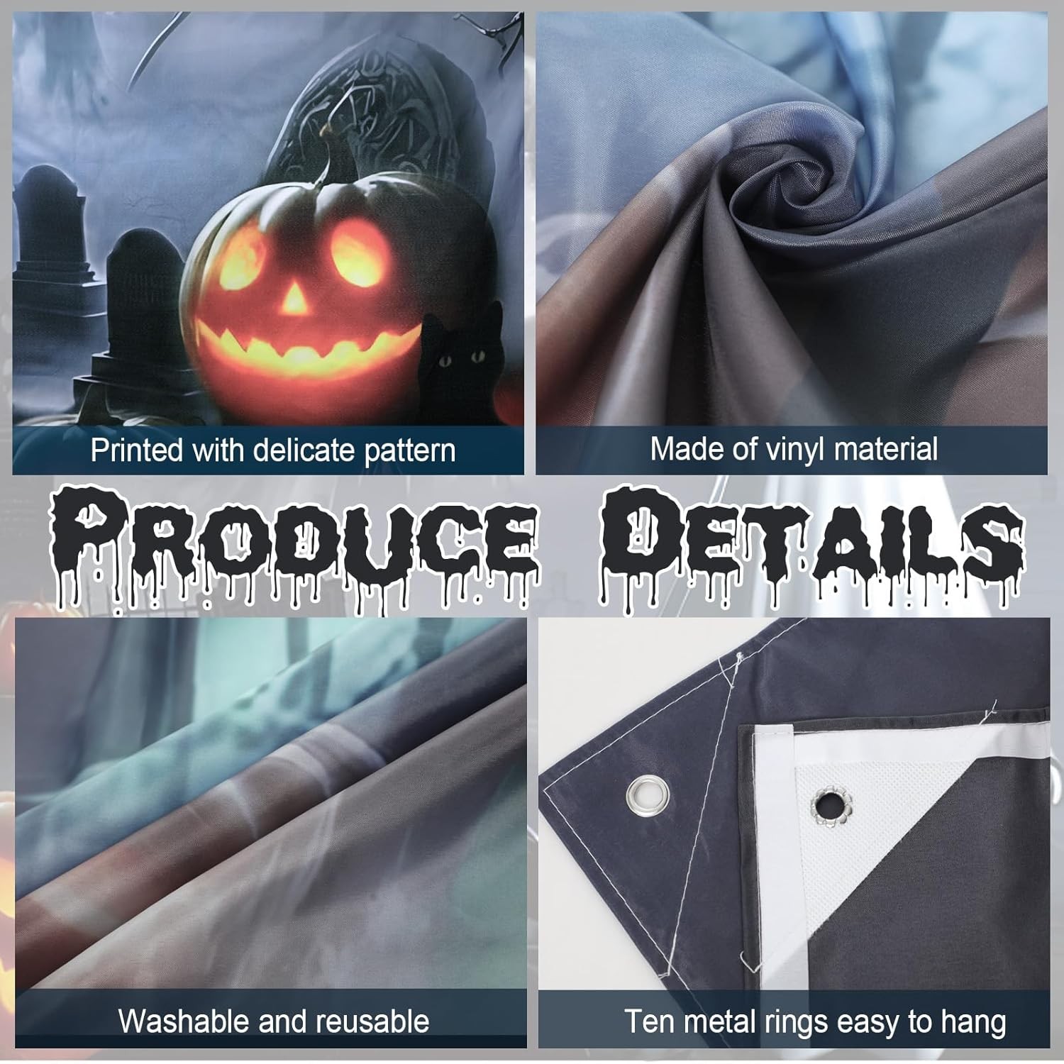 Preboun Halloween Ghost Garage Door 7 x 16 ft, as shown in the picture