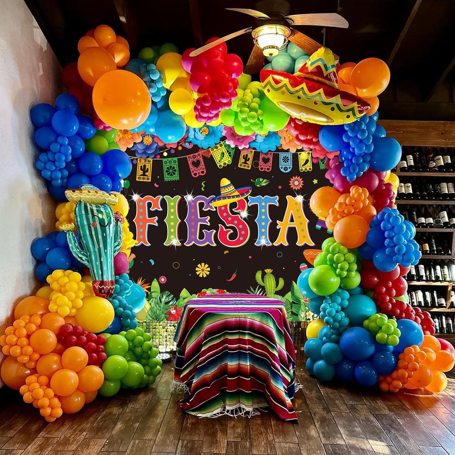 Mexican Fiesta Backdrop 7×5 Ft Mexican Theme Paper Flowers Photography Decor