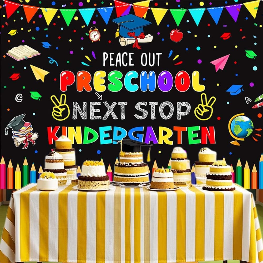7x5ft Preschool Graduate Backdrop Peace Out Preschool Next Stop Kindergarten Ph