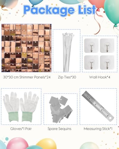 MJKEOMO 24Pcs Champagne Shimmer Wall Backdrop Panels for 4FT x 6FT Celebration