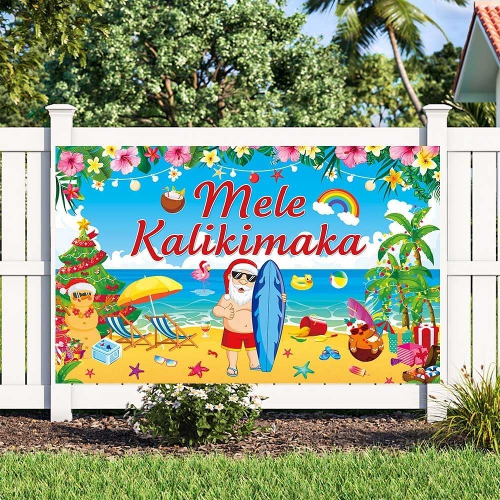 Mele Kalikimaka Backdrop Hawaiian Christmas Photography Background Aloha Tropica