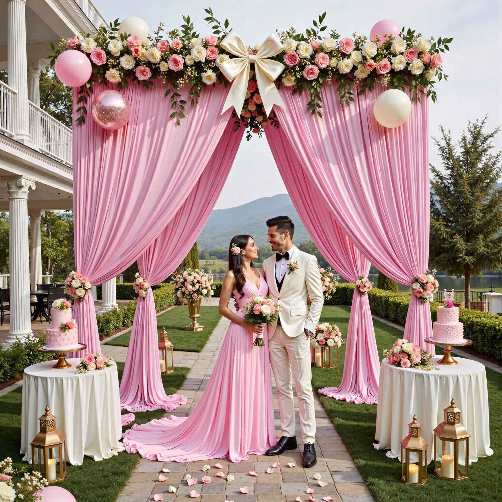 2 PCS 10×14 Ft Pink Backdrop Curtains Wrinkle Free Soft Fabric Drapes Decor