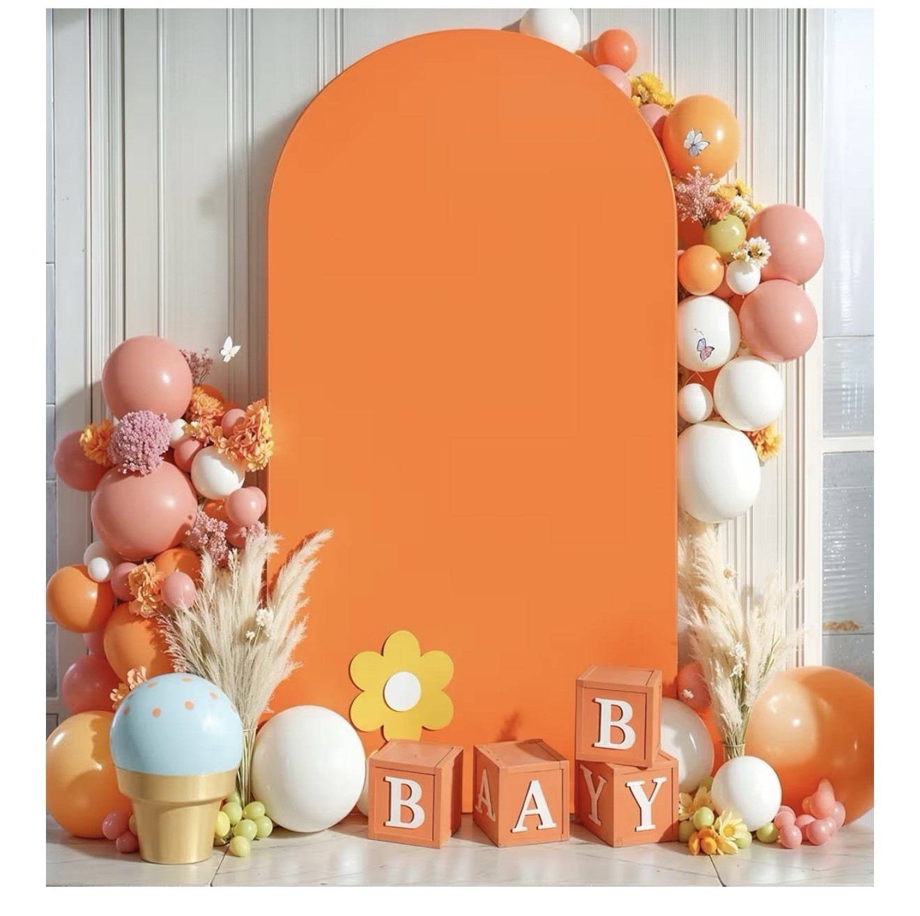Wedding Arch Cover 6FT Orange Backdrop Stand Cover Round Top Stand Cover (T-62)