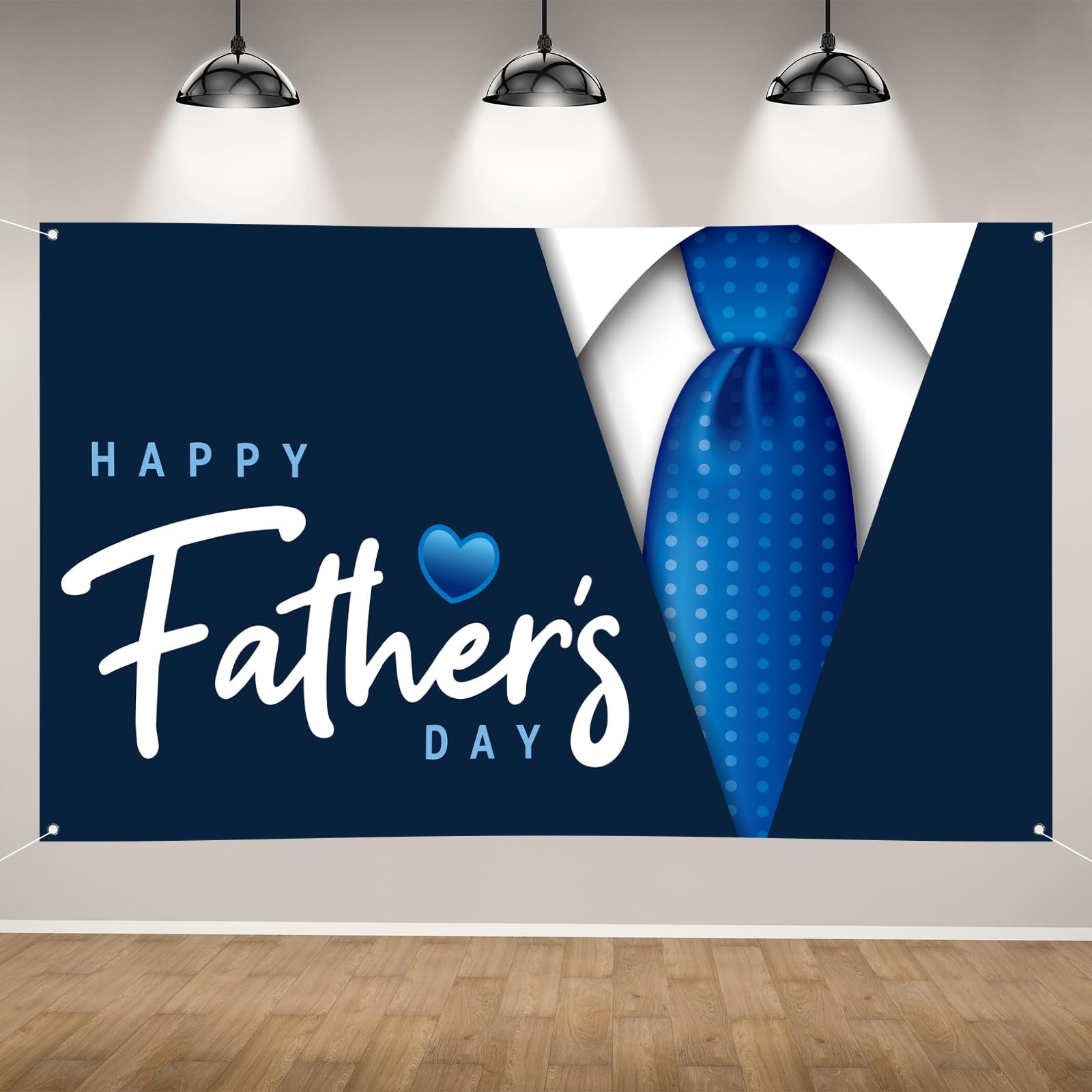 Happy Father’s Day Backdrop First Fathers Day Flag Banner Blue Necktie Super Dad