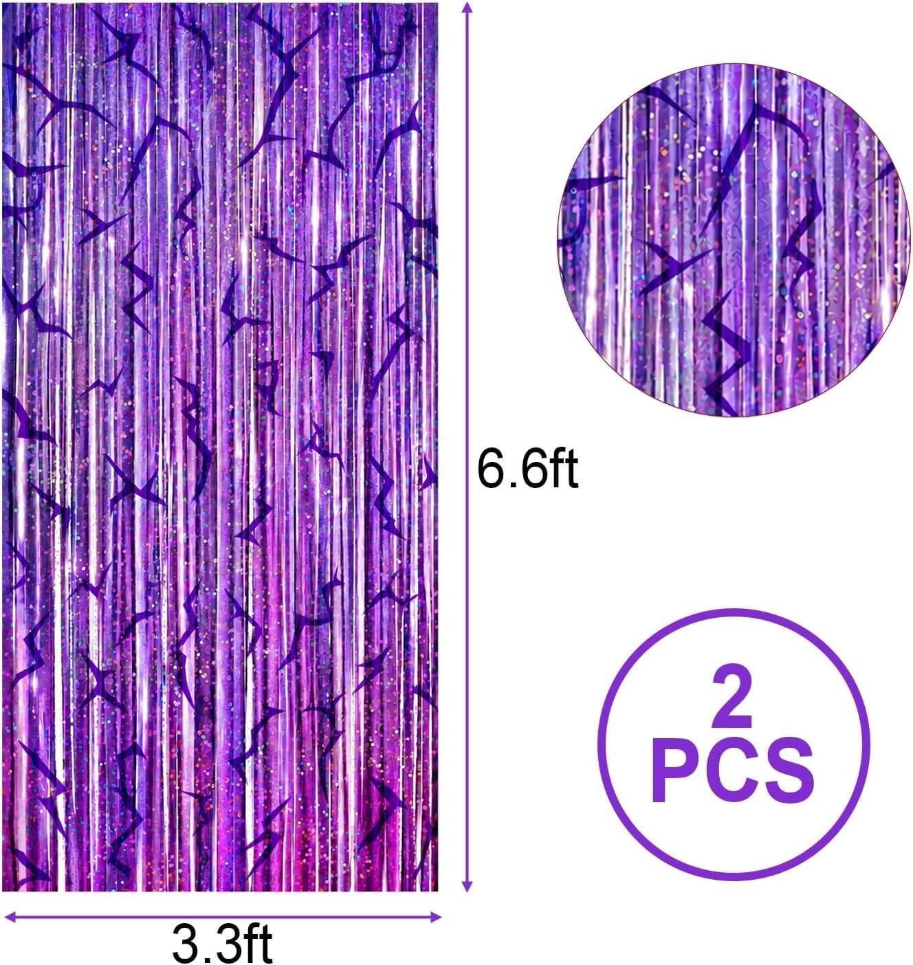 K-Style Purple Foil Fringe Curtains Party Decorations 3.3 ft x 6.6 ft,