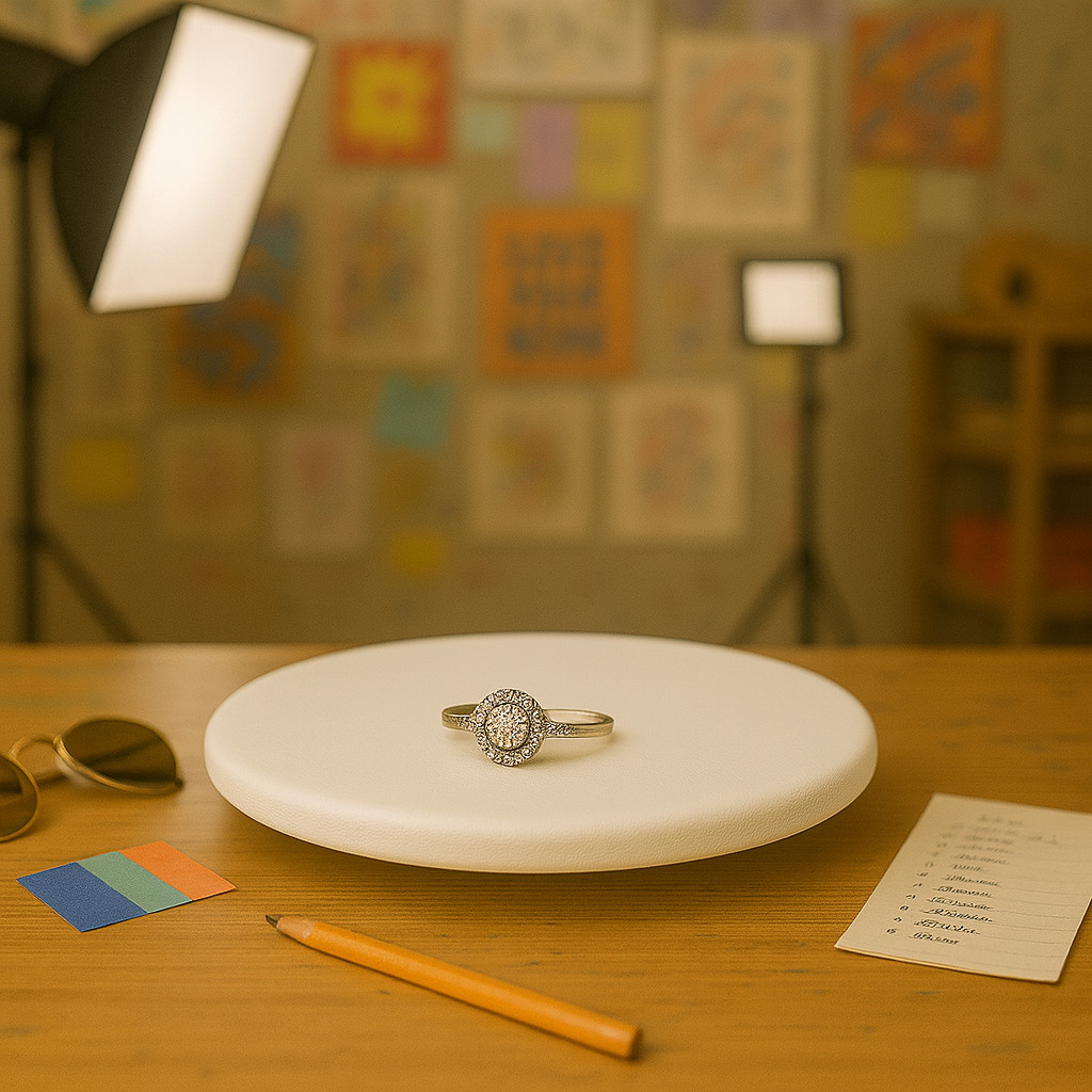 Easy Spin White Photo Table – Manual Rotating Stand for Product Pictures 5 Sizes