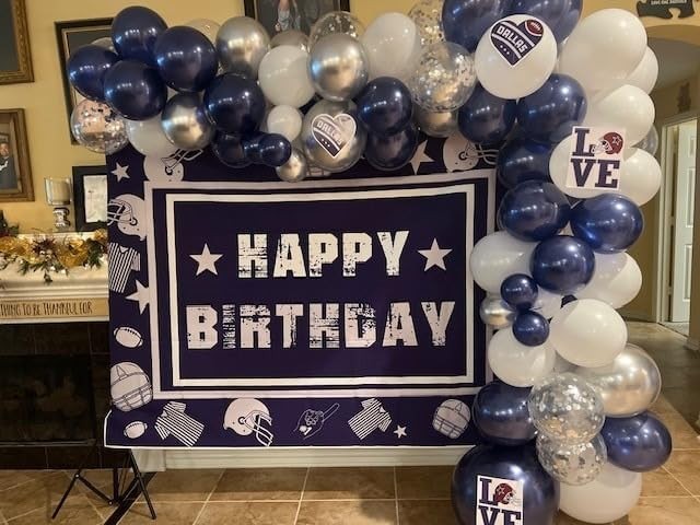 Football Backdrop for Party 8x6FT Navy Blue Helmet Cowboy Photography Backgro…