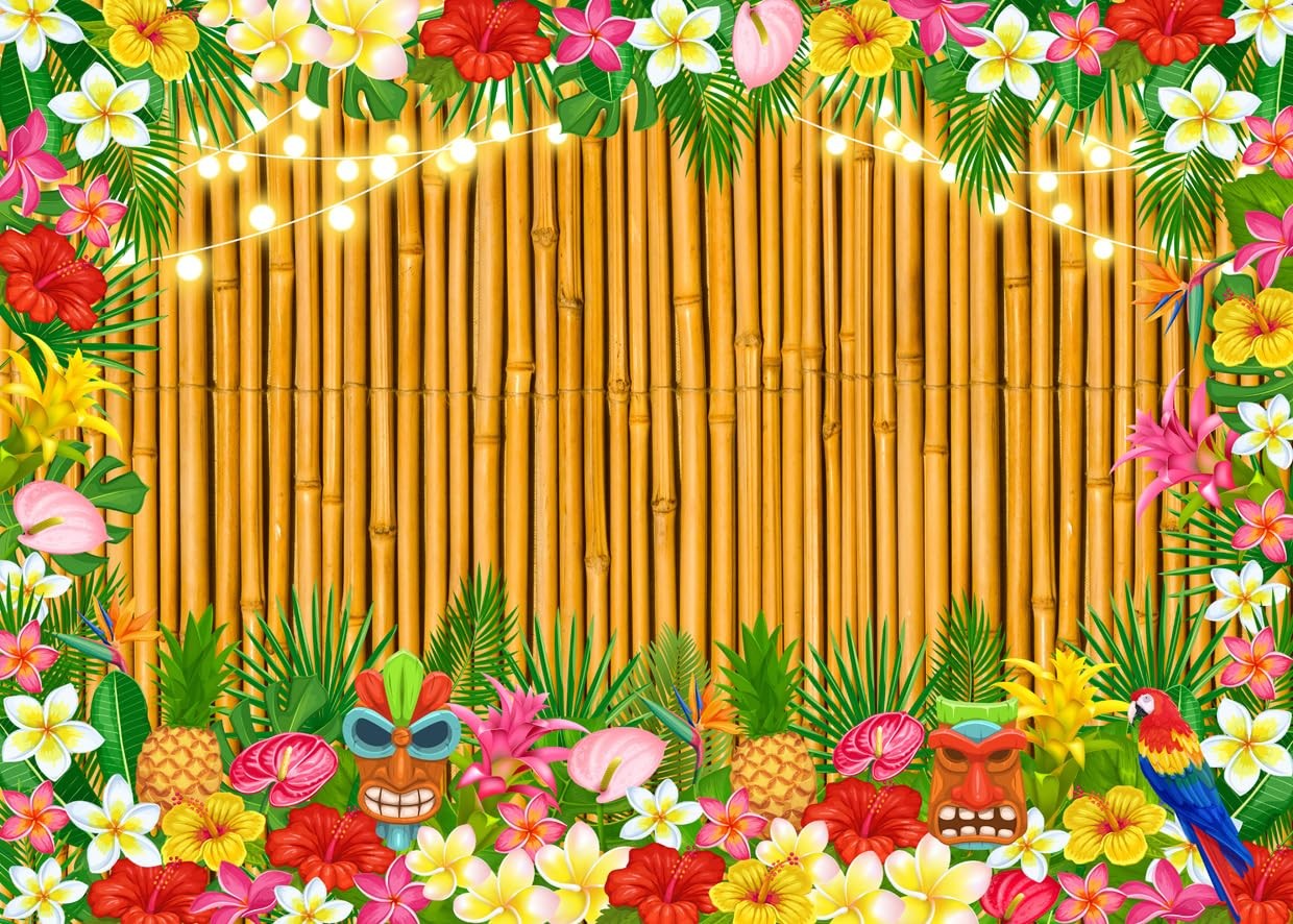 82x47in Hawaiian Luau Tropical Party Backdrop for Photography Decorations