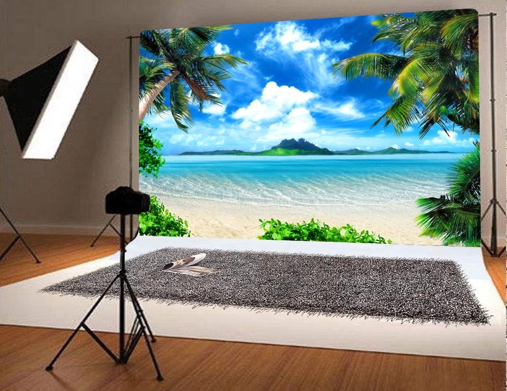 Beach Photography Backdrops Ocean Photo Booth Wedding Party Decoration Backgr…