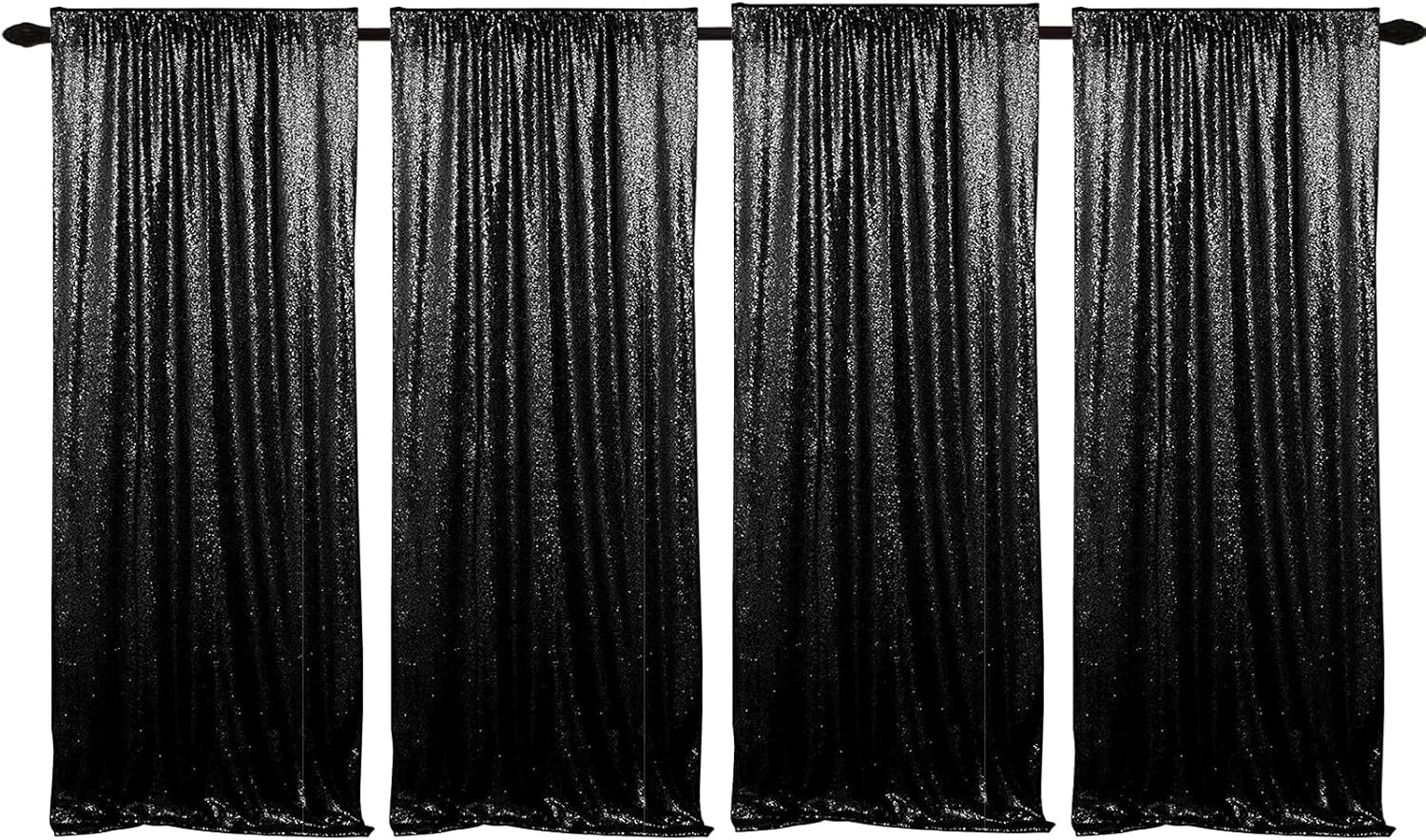 JYFLZQ Black Sequin Backdrop Curtains 2ft x 8ft 4 2 ft x 8 ft-4pcs,