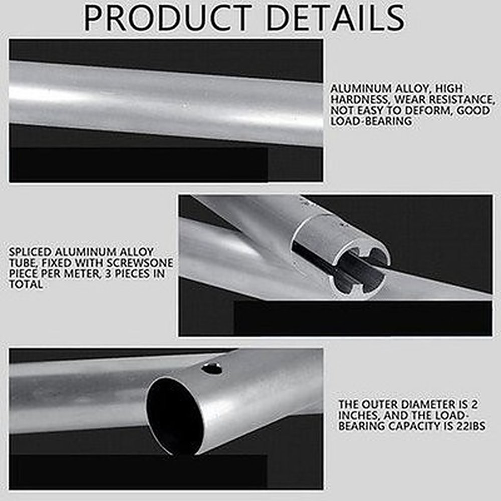 118in 3m Stainless Metal Tube Crossbar for Studio Backdrop Wall Mount #R016