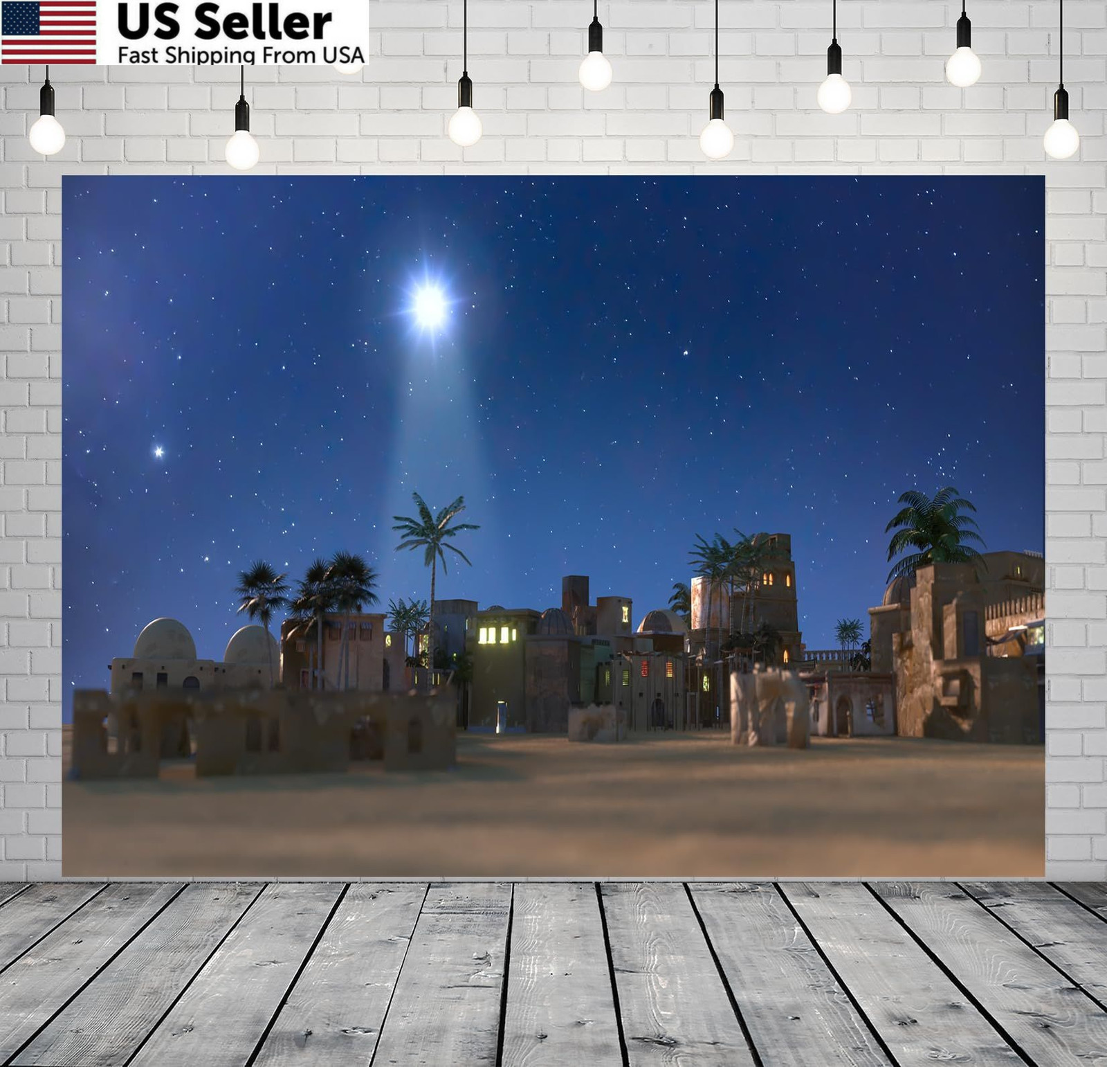 BELECO 7x5ft Fabric Nativity Backdrop with Christmas Star, 7x5FT, A18971