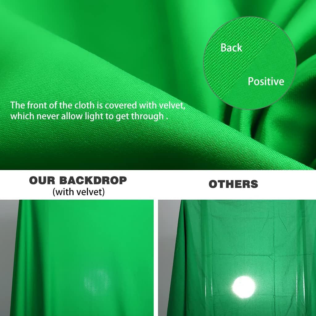10X20Ft Large Green Screen Backdrop for Photography, Two Rod Pocket Chromakey C