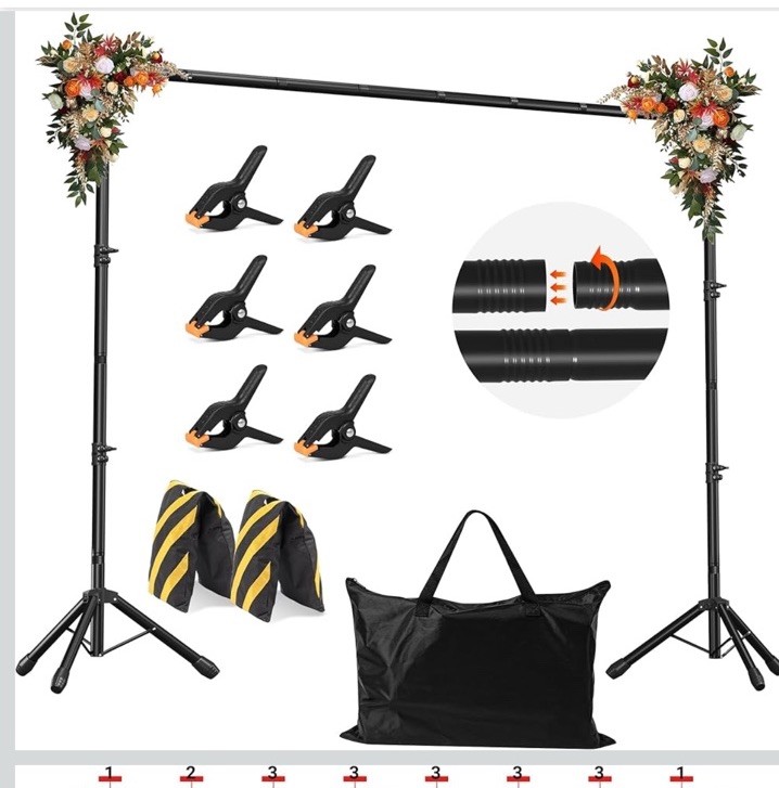 Backdrop Stand 10×7.5ft, Height Adjustable and Width Black