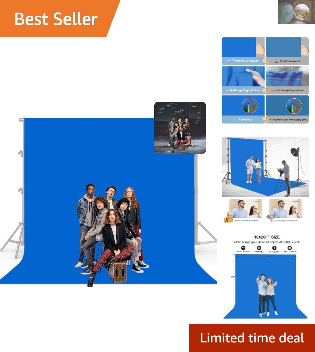 10x20FT Professional Blue Chromakey Backdrop for Photography & Video Recording