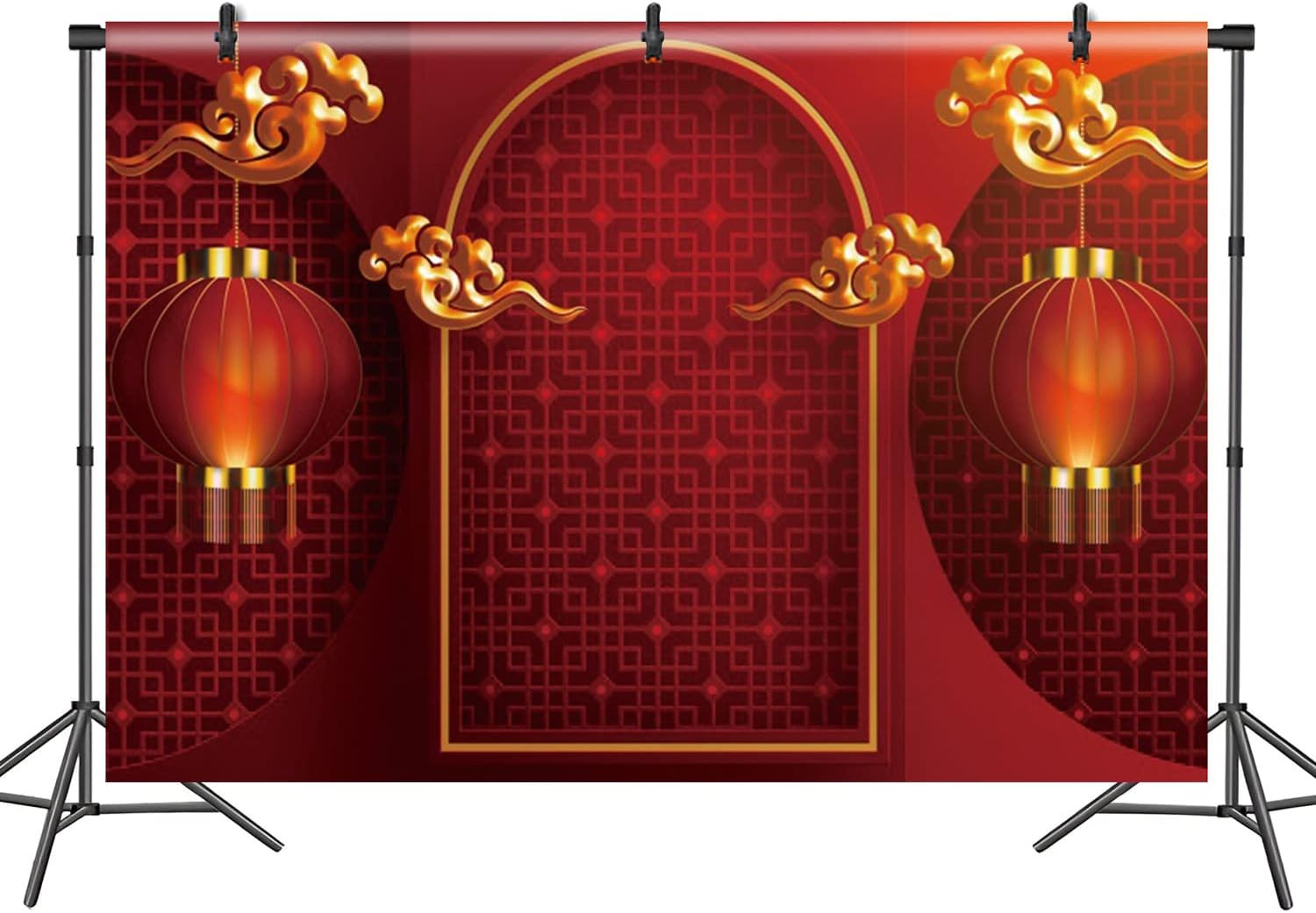 DASHAN Chinese New Year Photography Backdrop Red Lantern Spring Festival 7X5Ft B