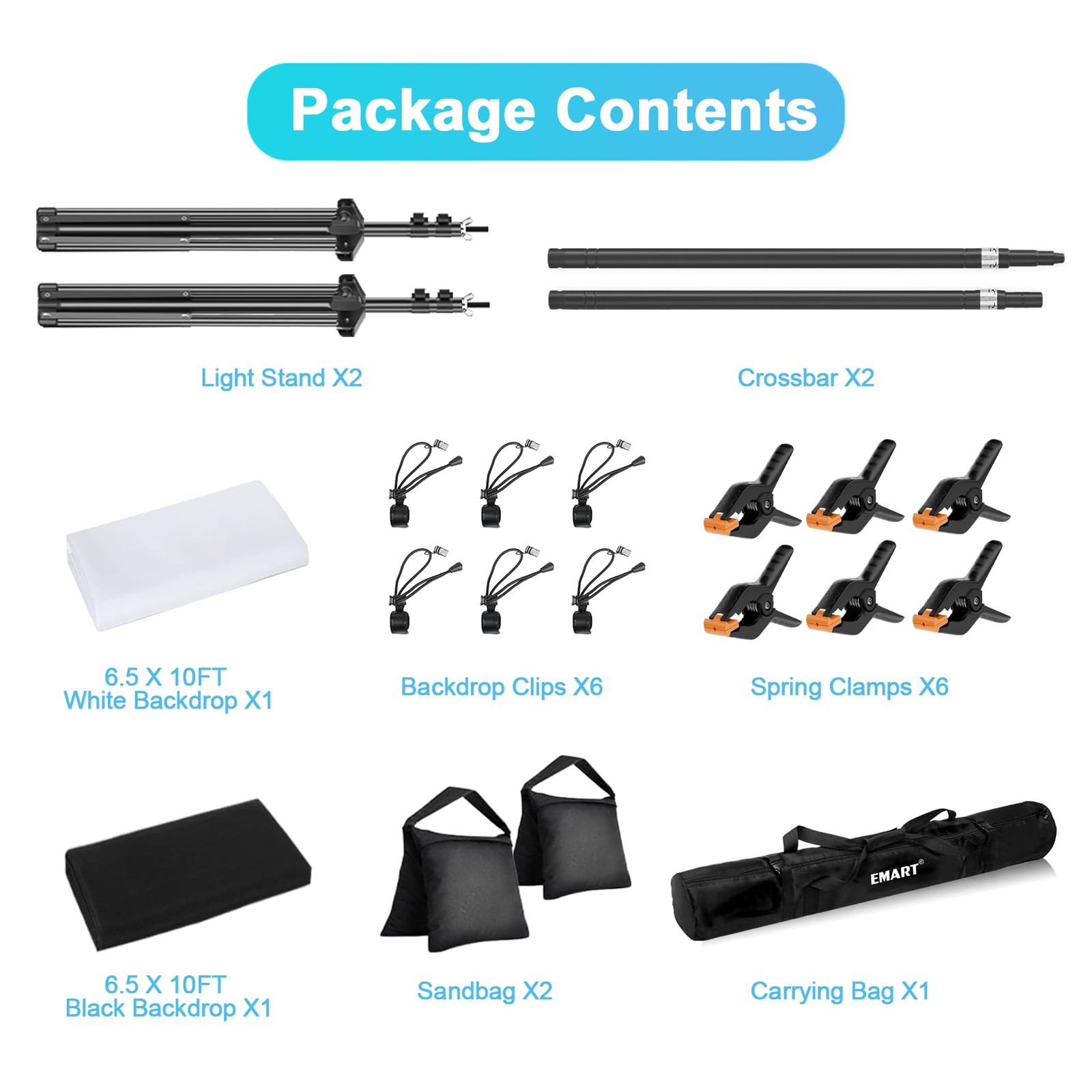 7 x 10 ft Backdrop Support System, Professional Photography Lighting Kit, 6.5…