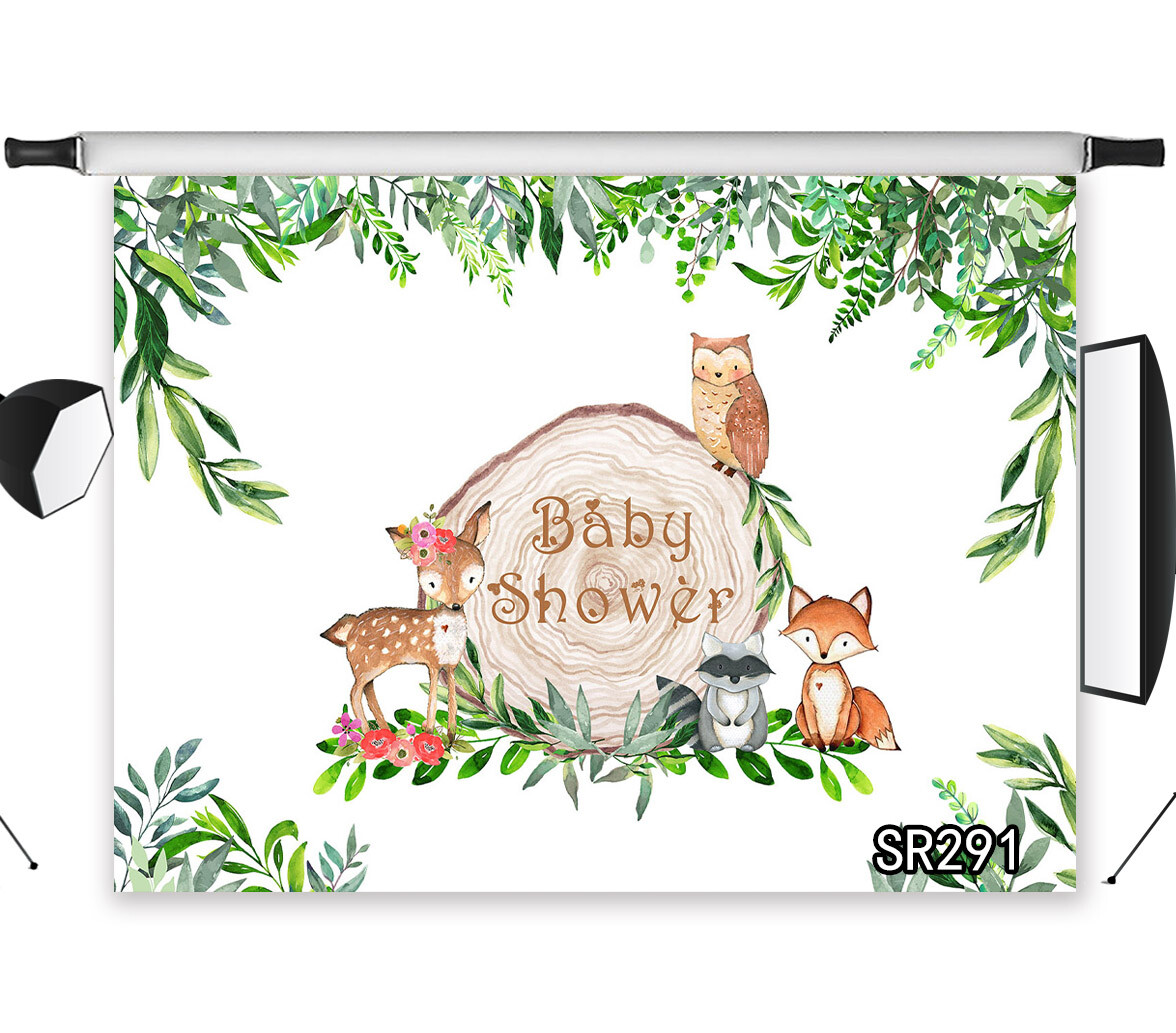 Jungle Woodland Backdrop 7X5FT Vinyl Safari Animals Baby Shower Photo Background