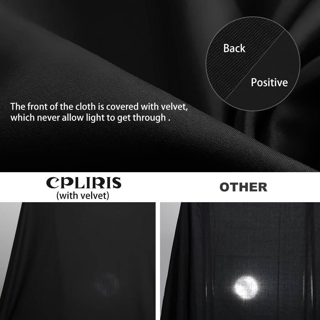 5x7ft High-Density Black Photography Backdrop – Durable Polyester Curtain