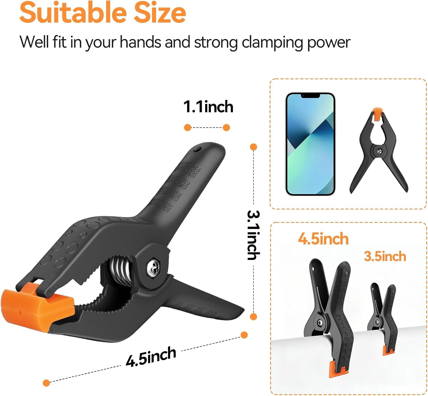 6 Pack Heavy Duty Spring Clamps, 4.5 inch Plastic Photo Booth Backdrop Clips …