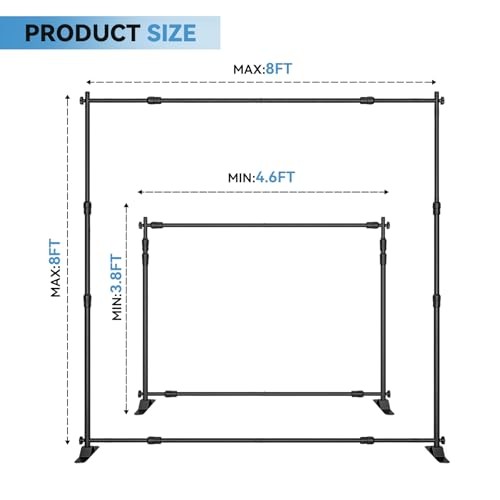 8×8‘ Backdrop Stand Banner Stand Kit with Carry Bag Heavy-Duty Photography 8×8’