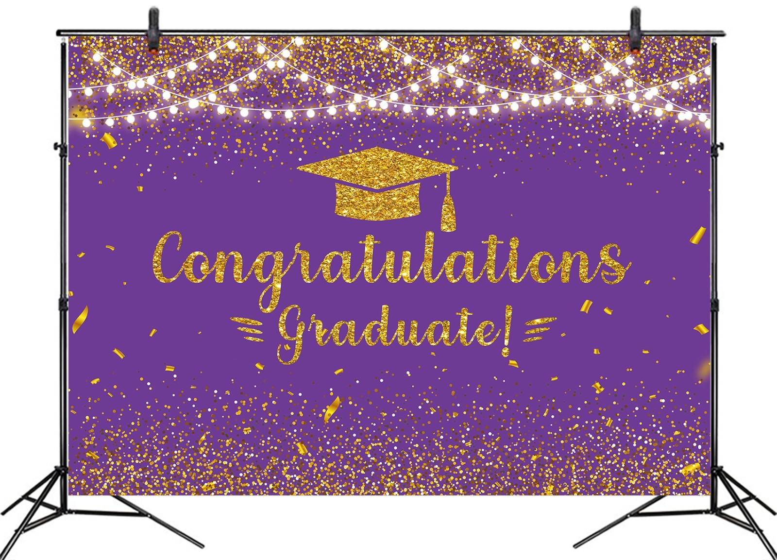 10x8ft 2026 Graduation Backdrop Banner Purple Congrats Grad Photo Background