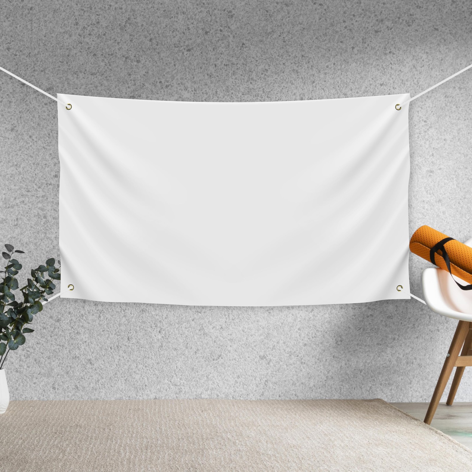 Blank DIY Banners Polyester Oxford Cloth White Banner with Hanging Rope for W…