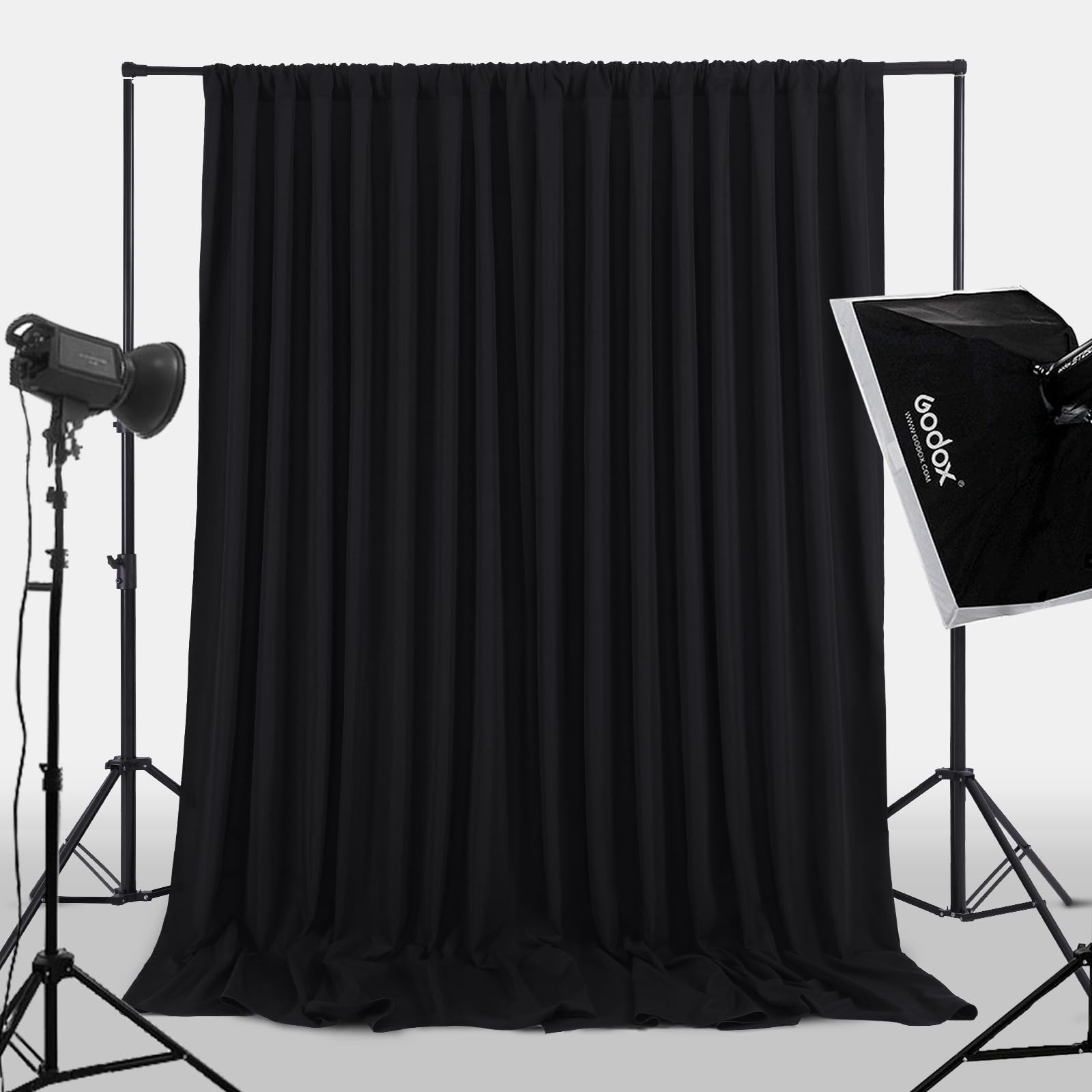 Black Backdrop Curtains 2 Panels 5ft x 10ft 2 x 10ft,