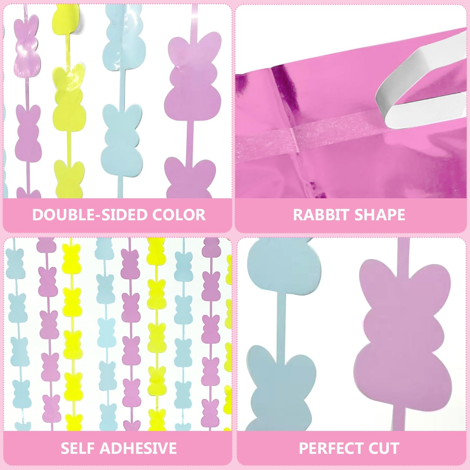 Easter Decorations Foil Fringe Curtains: 2 Pack 3.3 X 6.6 pink, yellow, blue