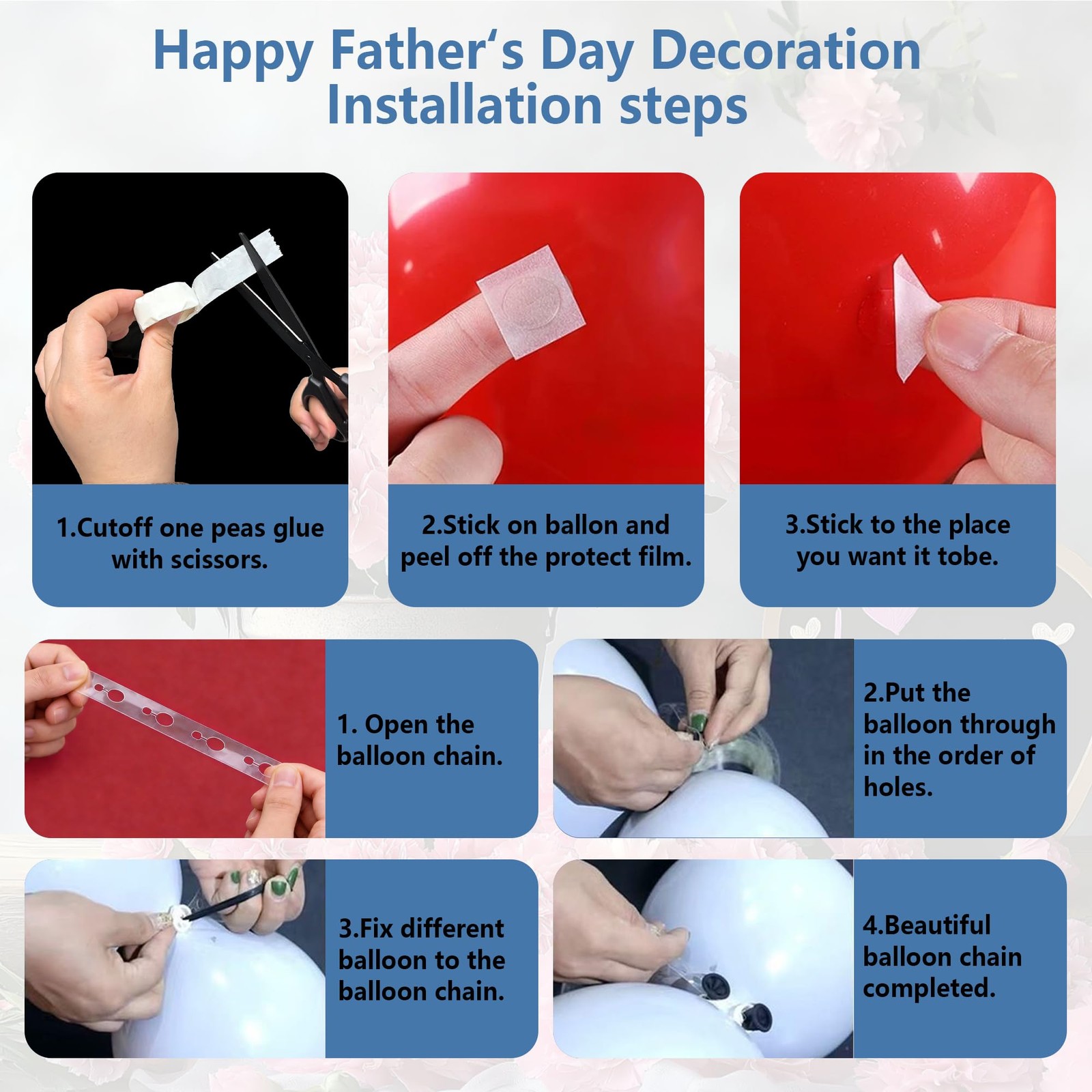 Father’s Day Decorations Party Kit 73x44in Happy Backdrop 60 Balloons