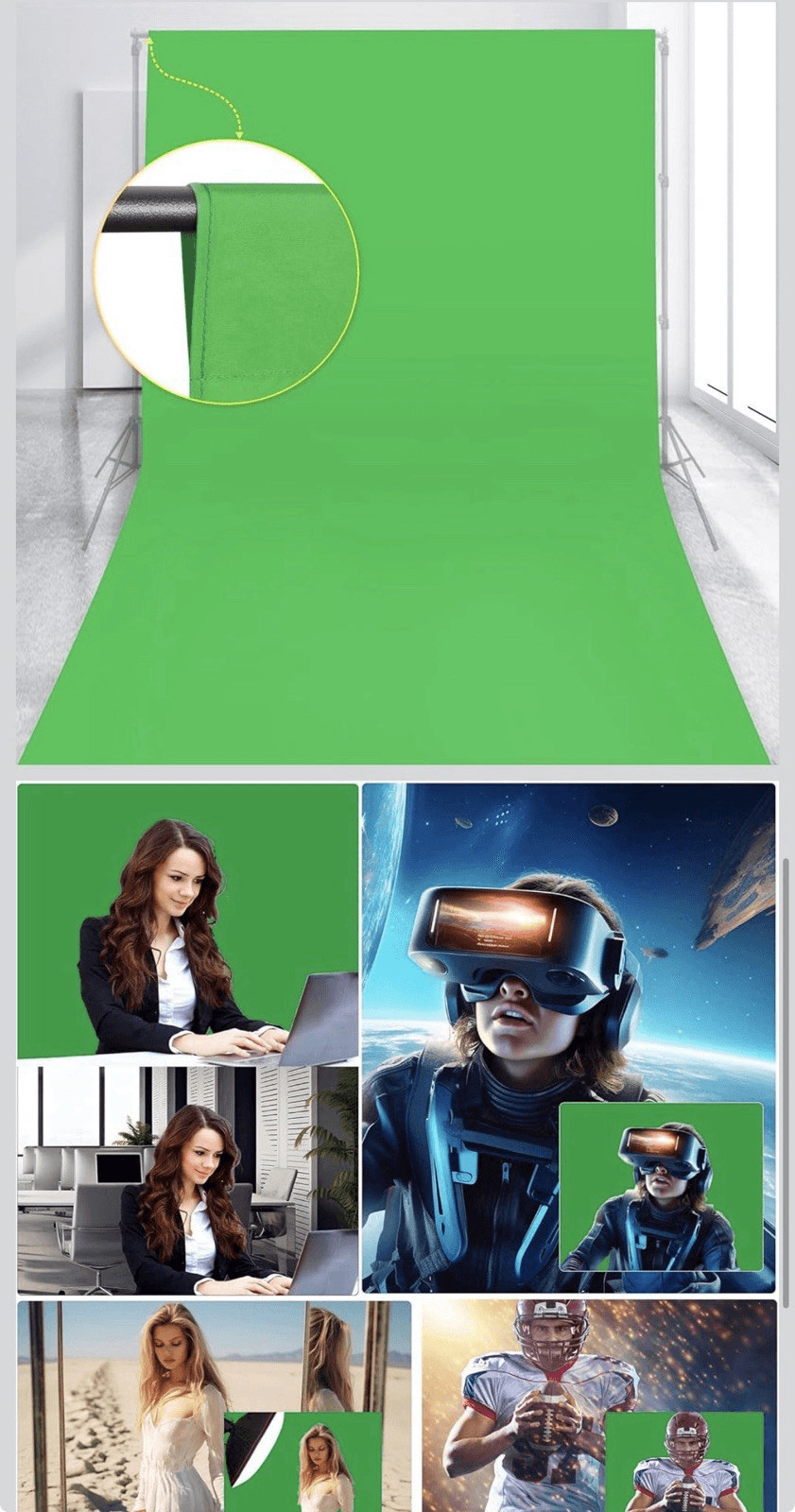 10 Ft x 20 Ft Photography Backdrop Green Screen, Green Background Non-Reflect