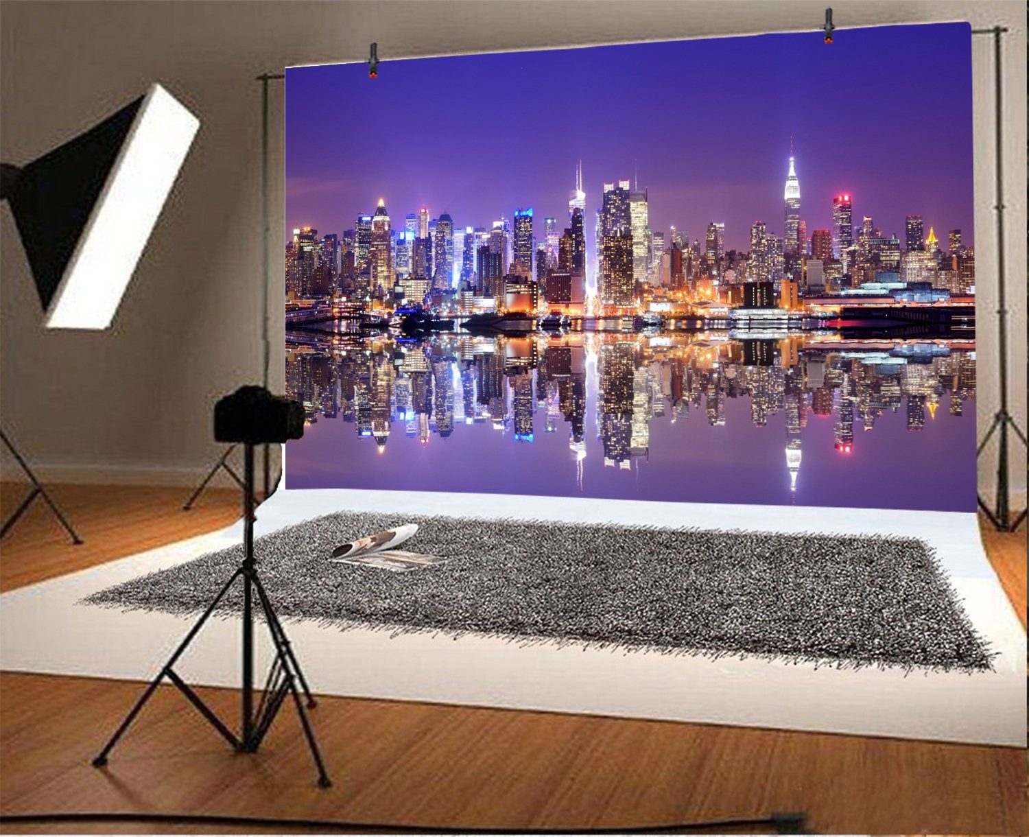 5X3Ft New York City Night View Photo Backdrop American City Landscape Famous Lan