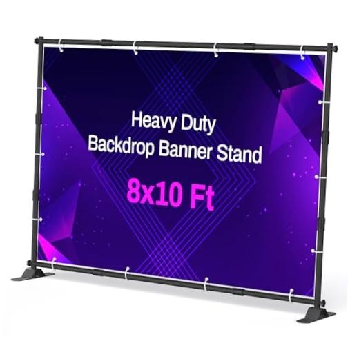 10 x 8 Ft Heavy Duty Backdrop Banner Stand, Adjustable Photo Background