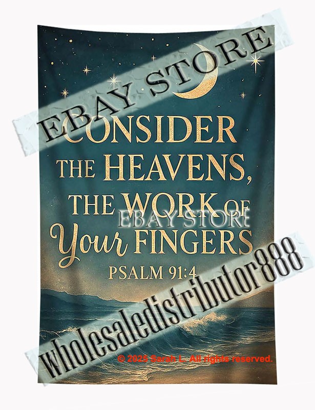 Tapestry Consider The Heavens Stars Ocean night Photo Backdrop 59X82 in