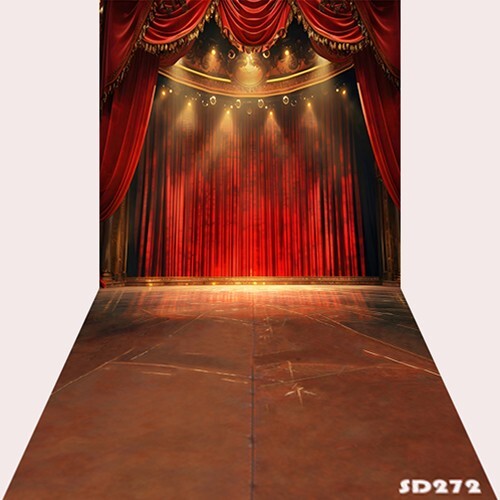 10’x20’Computer-painted Red Curtain Theater Stage Scene background backdropSD272