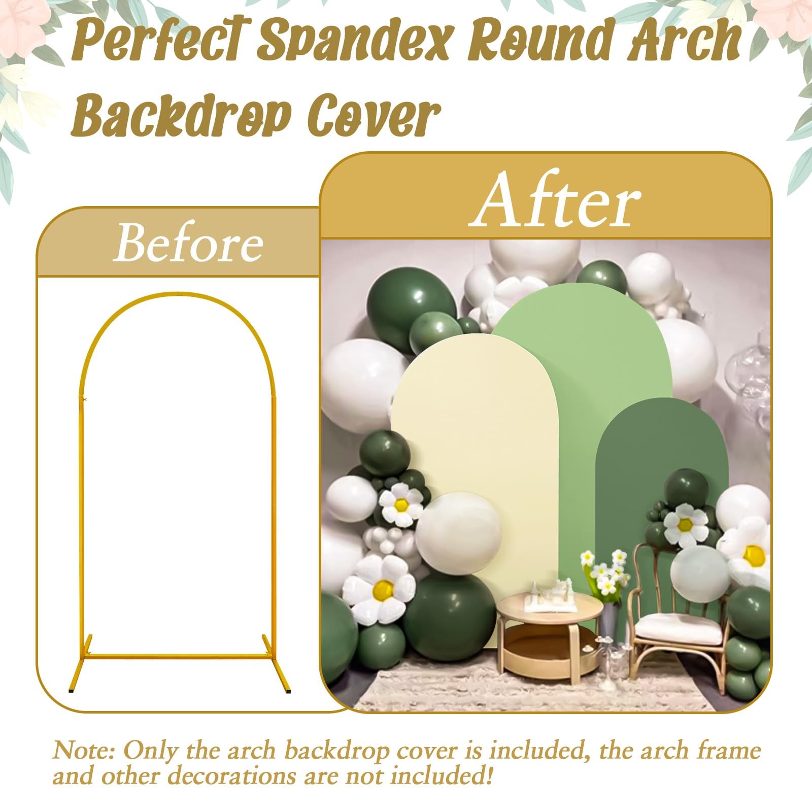 OurWarm Arch Cover Set of 3, 4FT 5FT 6FT Round Arch Backdrop Covers, Spandex …