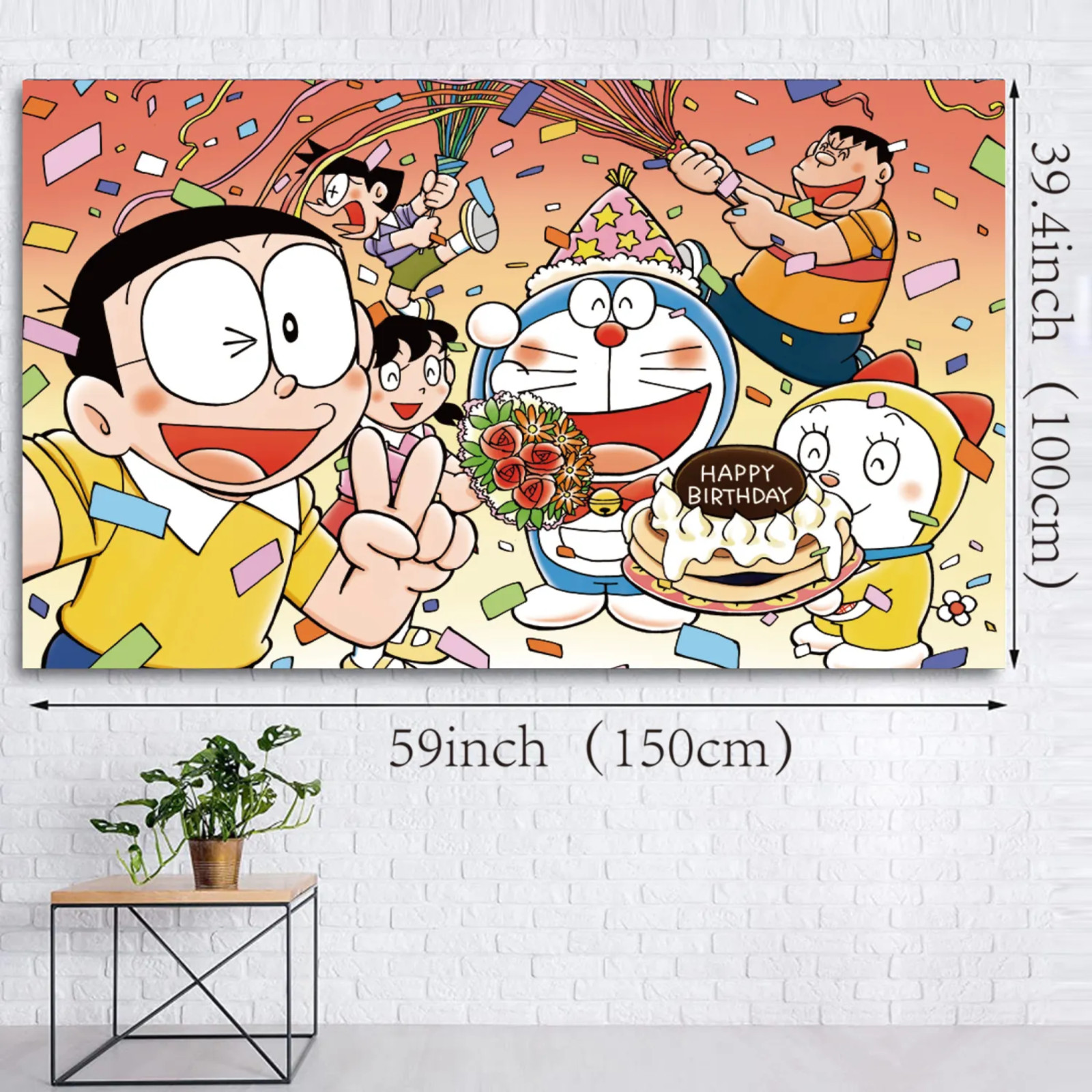 Doraemon Cartoon Party Backdrop 3 x 5 Foot Birthday Photo Banner Decoration