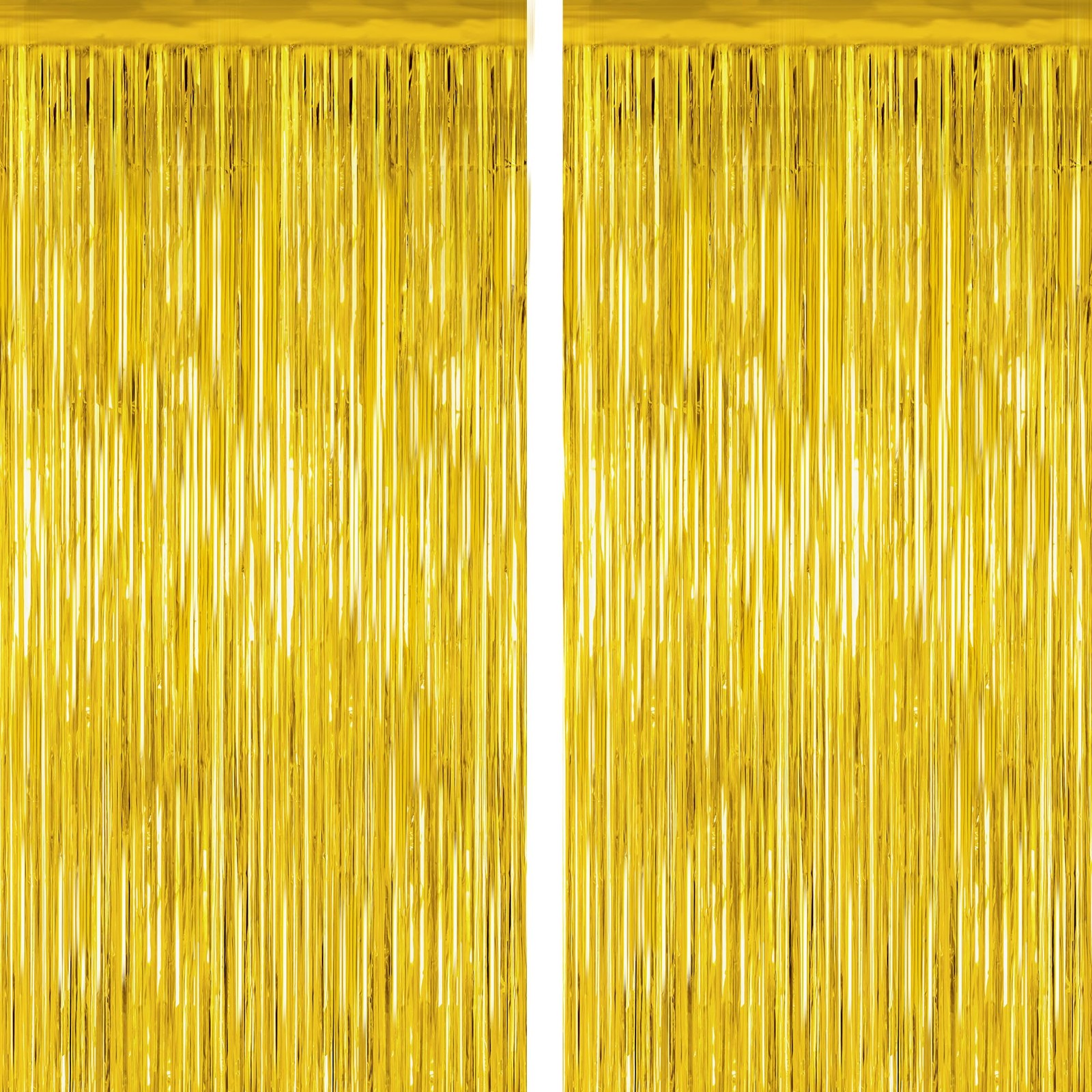 2 Pack Gold Tinsel Backdrop, 3.28 FT x 7.05 Metallic Fringe 2 PCS,