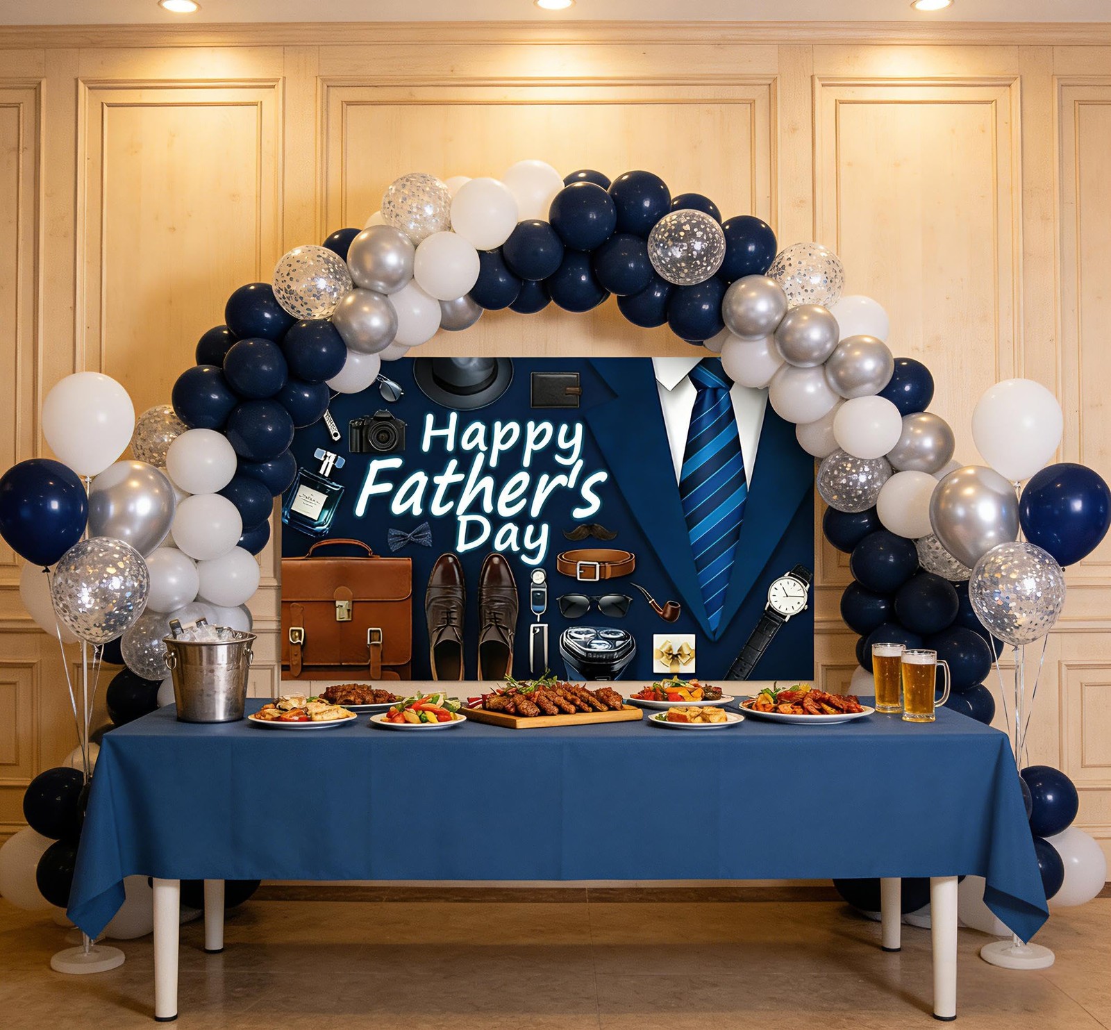 Father’s Day Decorations Party Kit 73x44in Happy Backdrop 60 Balloons