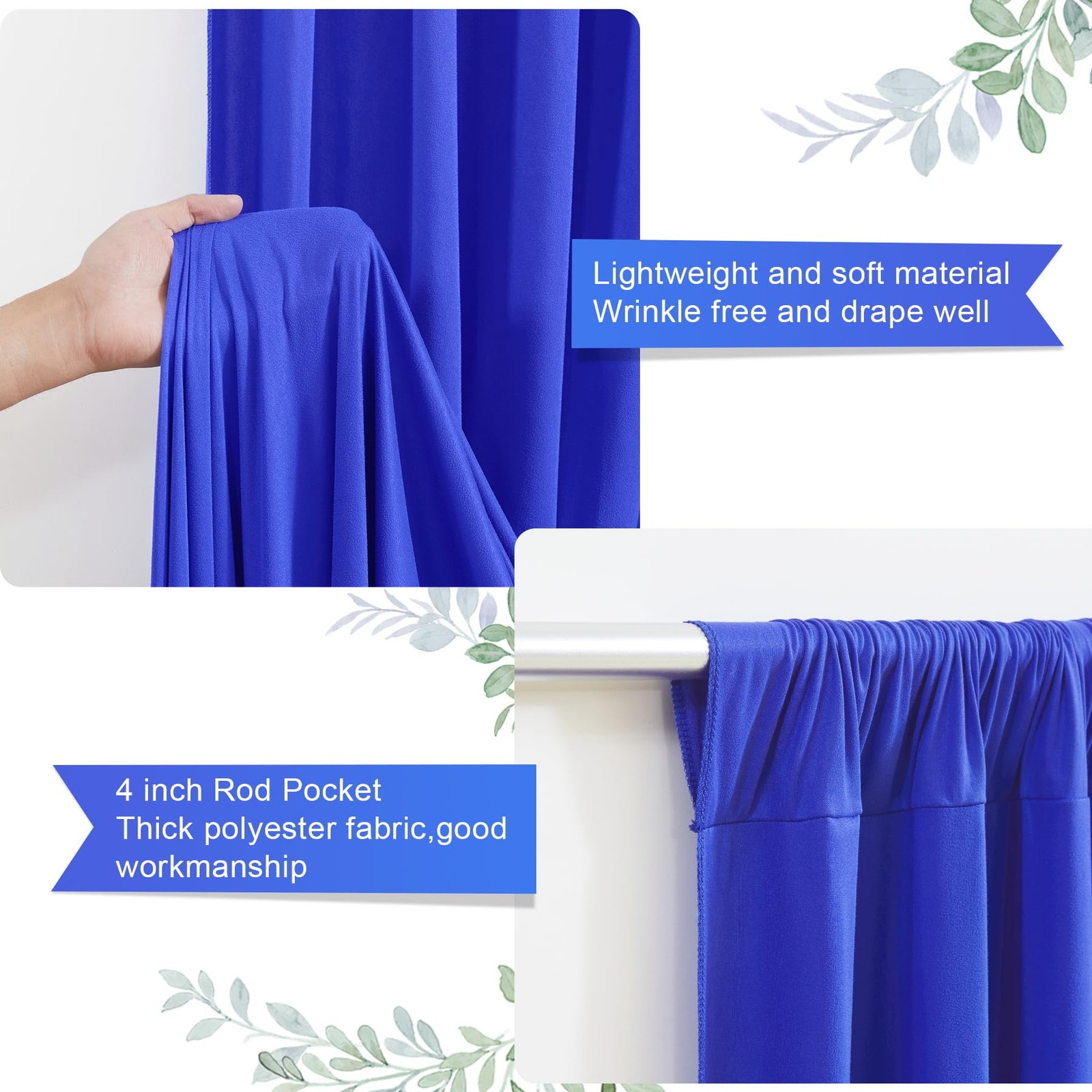 16 x 10ft Royal Blue Backdrop Curtains 4 Panels for Graduations Retirement Ph…