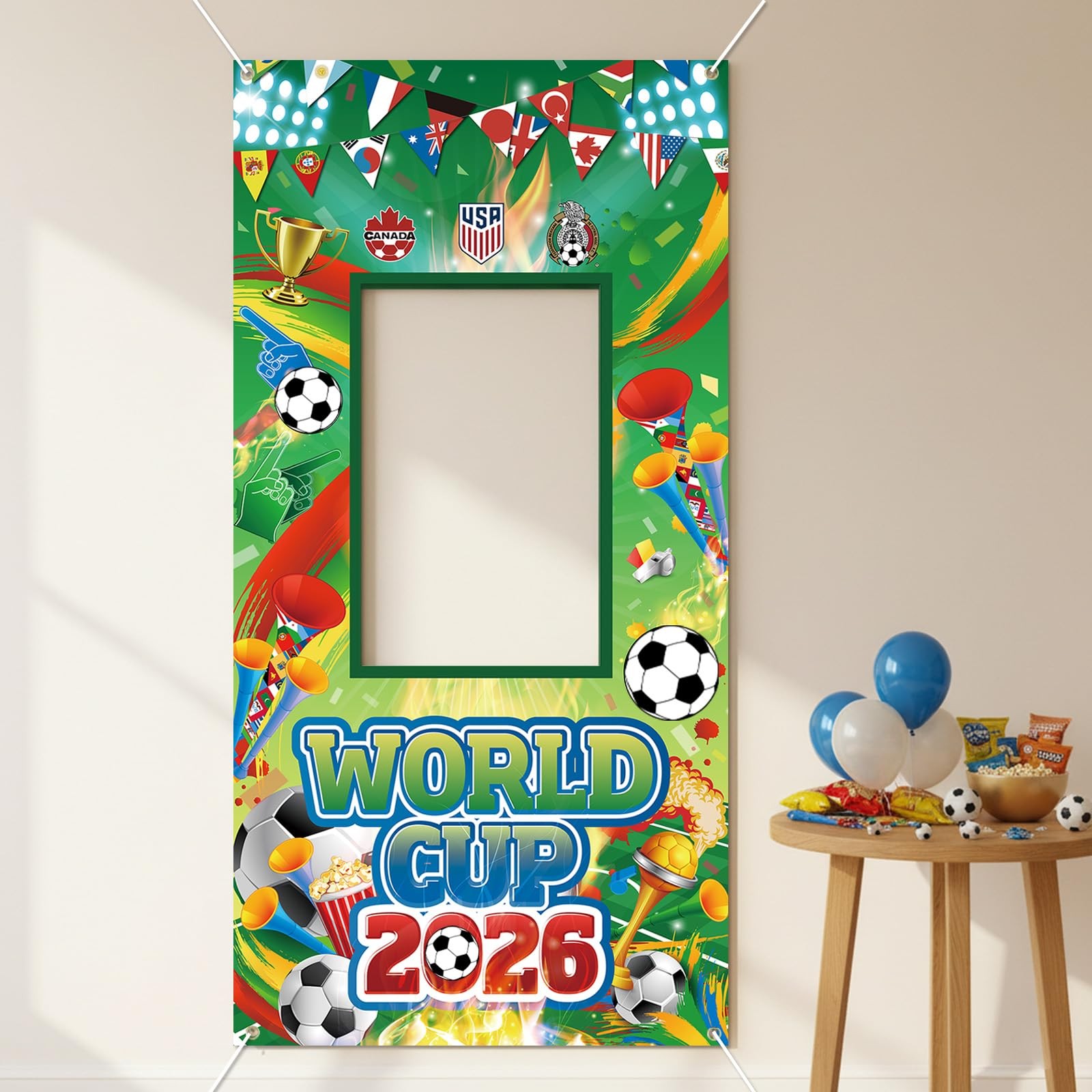 World Cup Decorations Photo Banner Backdrop 71×35 Inches Soccer Party Photo B,