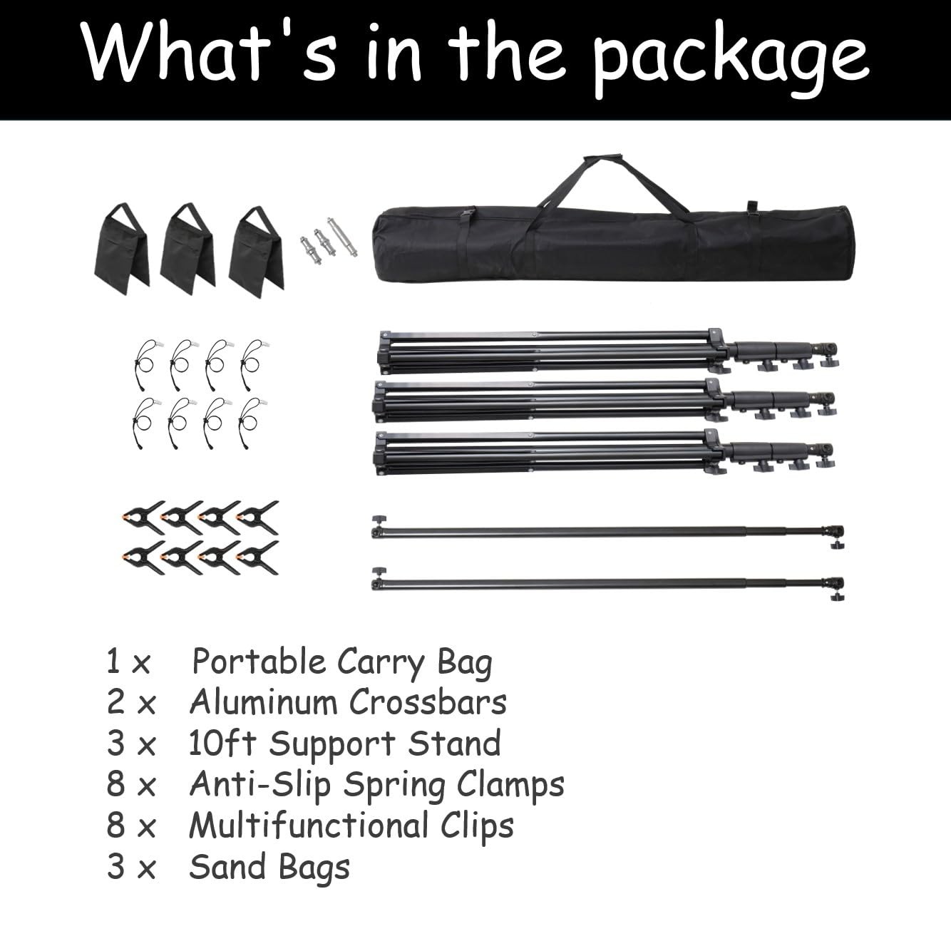 10×20 ft Heavy Duty Adjustable Photo Backdrop Stand Kit With Carrying Bag