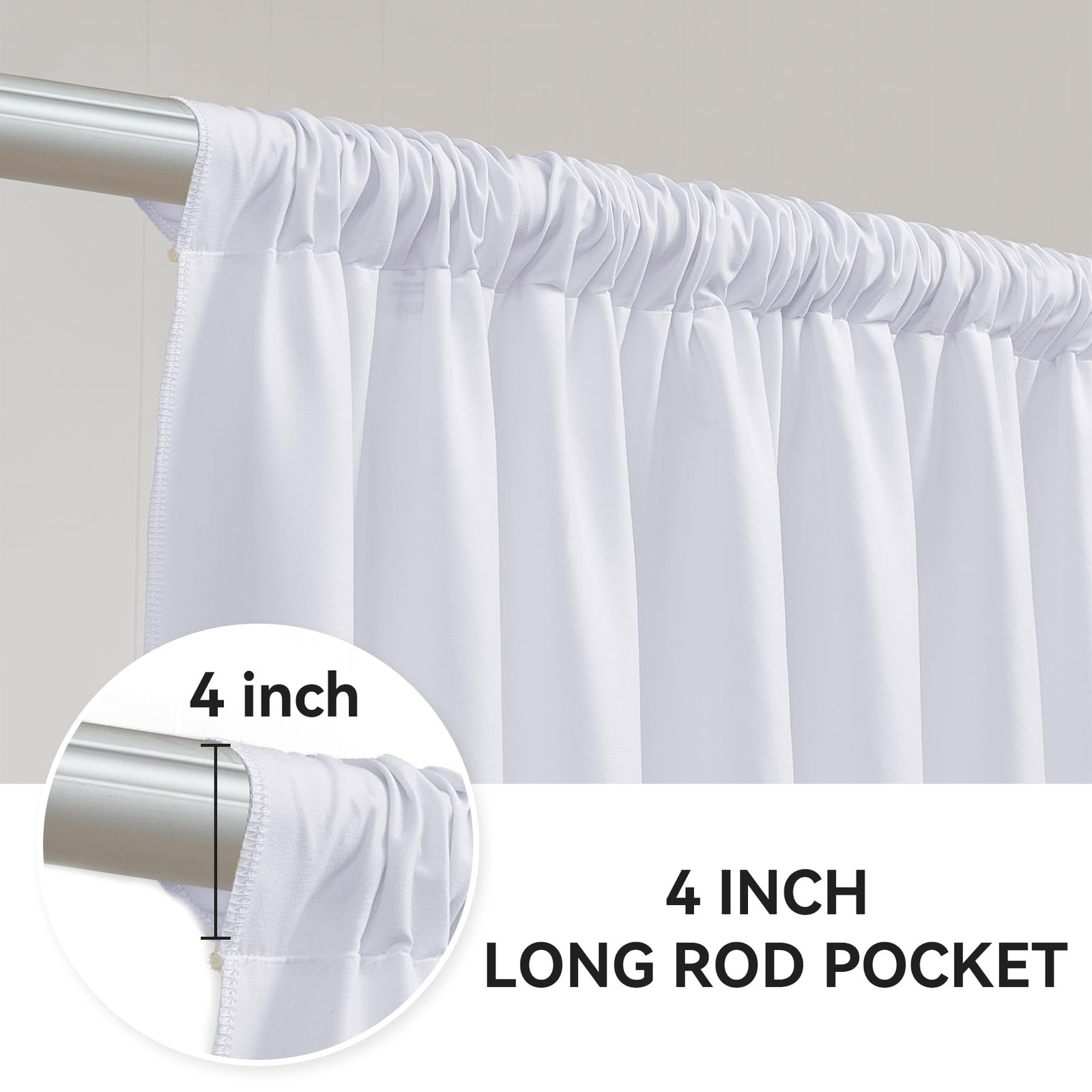 2 Panels 10x10FT White Backdrop Curtains 5x10FT Each, Polyester Drapes